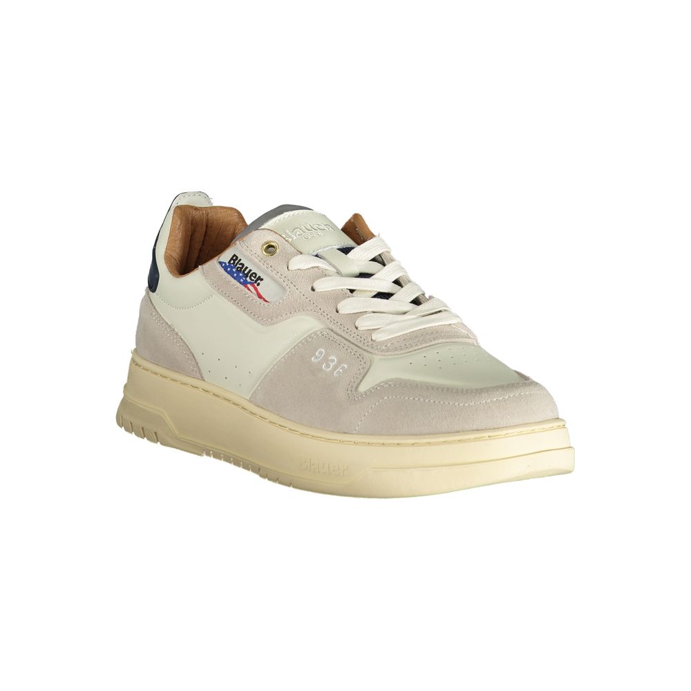 Herren-Sneaker aus weißem Kunstleder mit Logo-Detail
