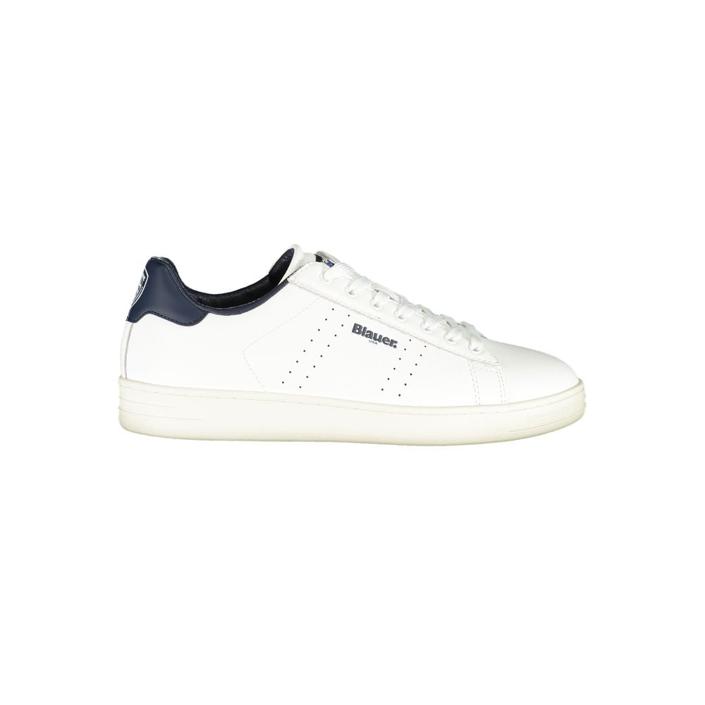 Weiße Herren-Sneaker aus Leder mit blauen Akzenten von BLAUER