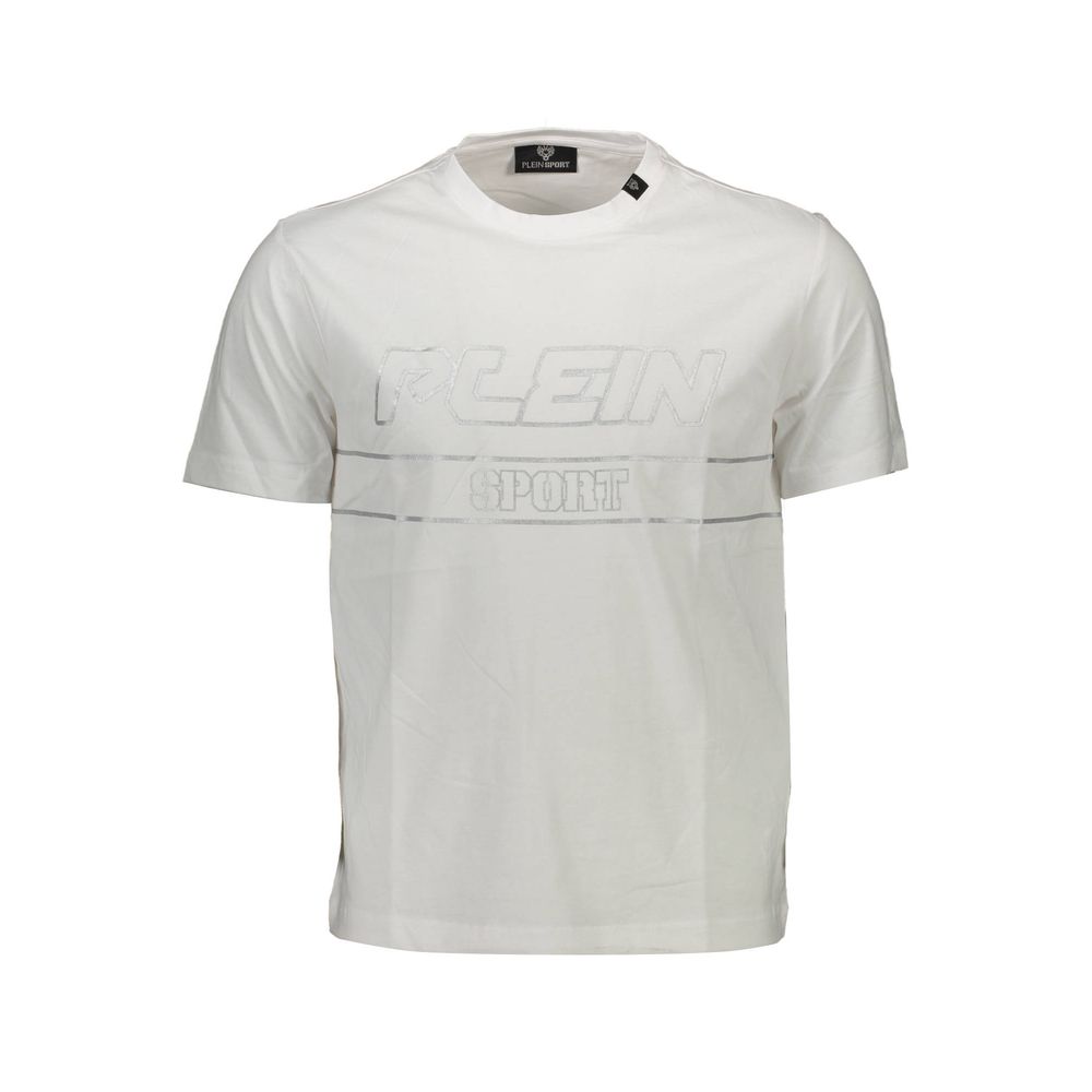 White Cotton T-Shirt with Bold Logo Detail