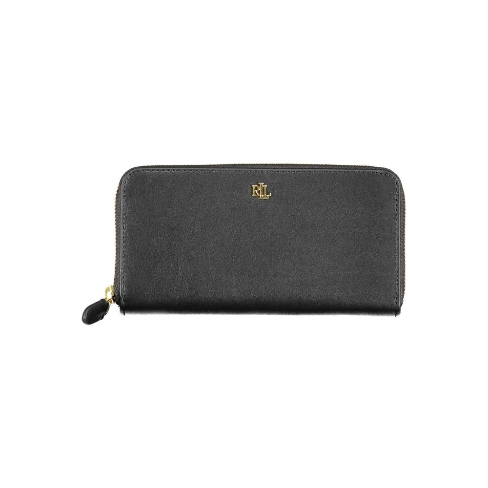 Portefeuille femme en cuir noir