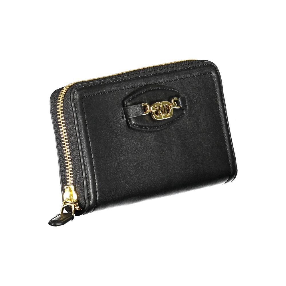 Black Synthetic Women's Wallet Elegant Design