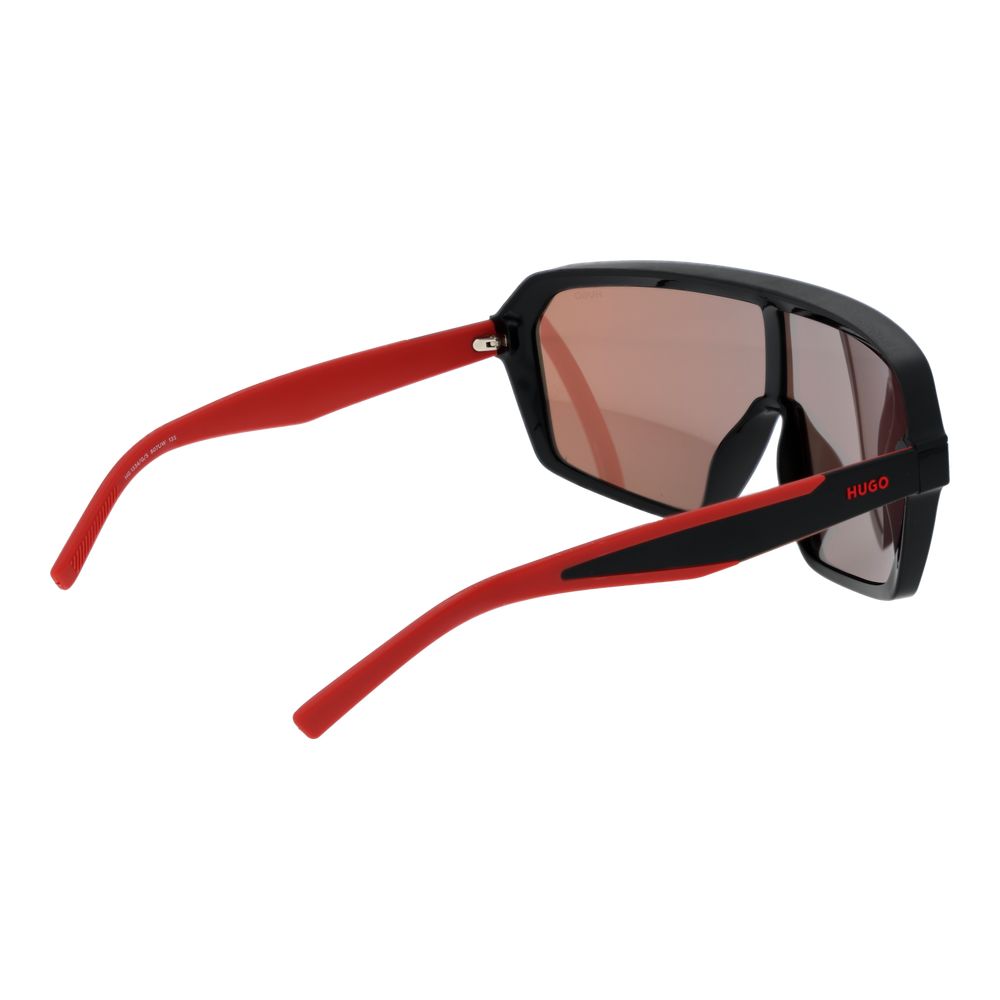 Black Synthetic Sunglasses with Mirrored Orange Lenses
