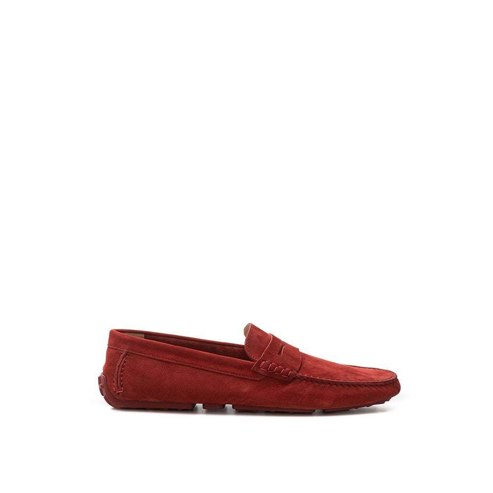 Bordeauxfarbener Leder-Pennyloafer-Mokassin