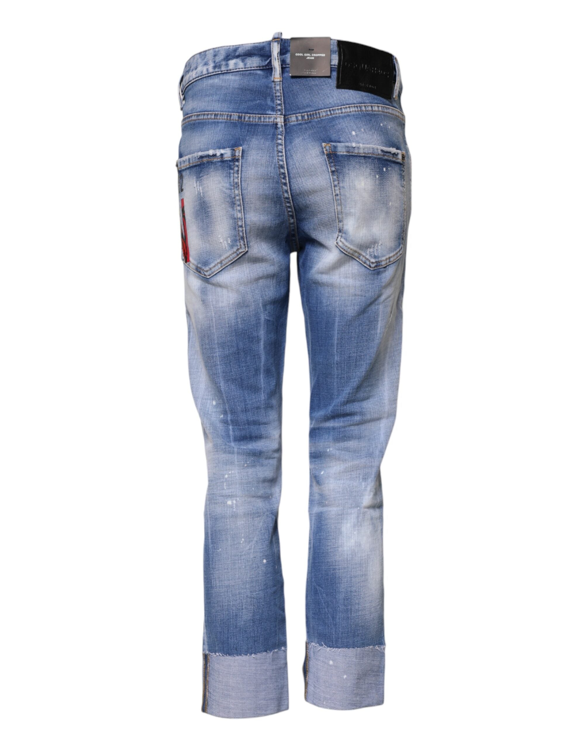 Blue Cotton Mid Waist Skinny Jeans by DSQUARED2