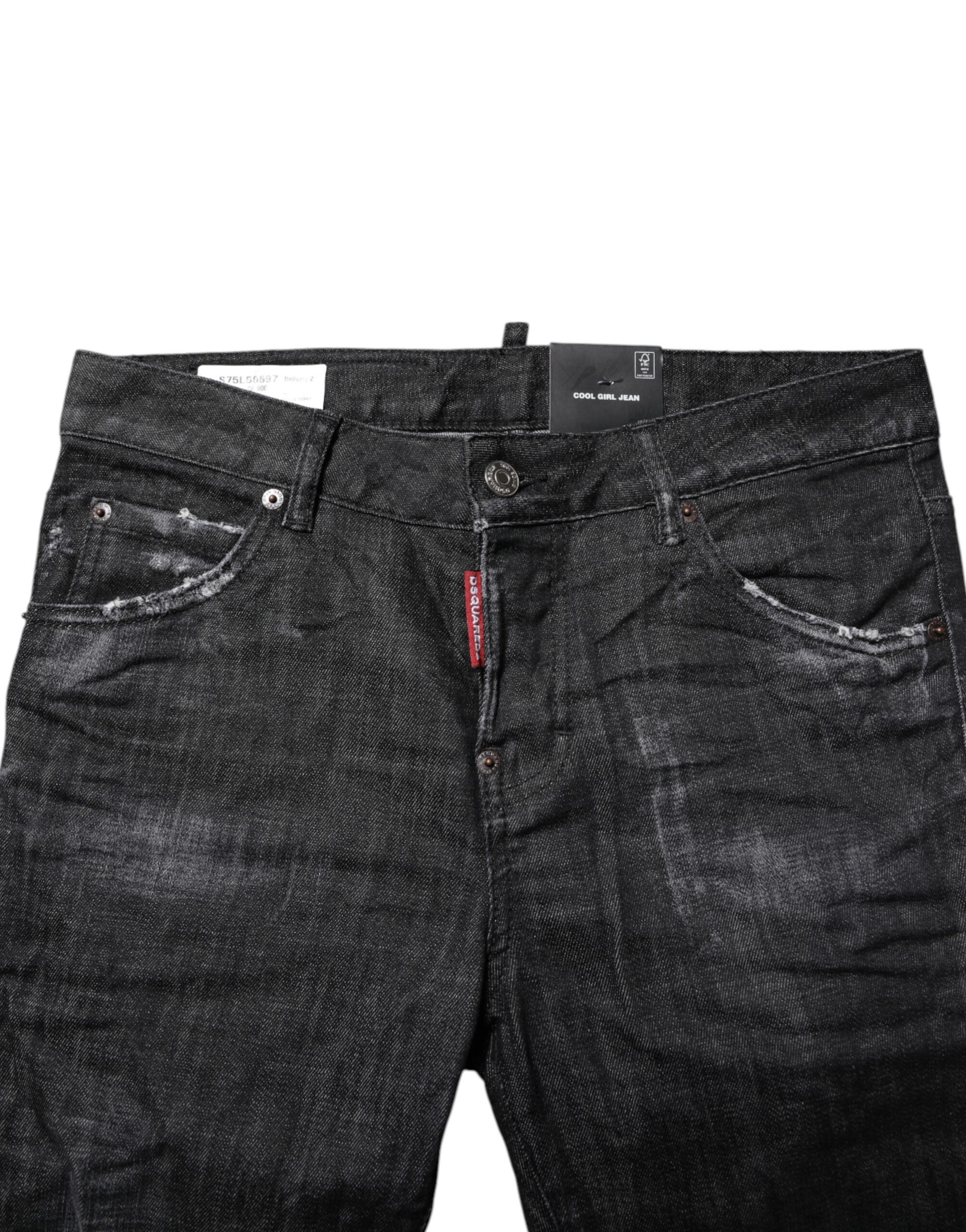 Schwarze Skinny Jeans mit mittlerer Leibhöhe aus Baumwolle von DSQUARED2