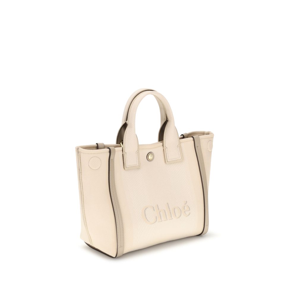 Beige Cotton Tote Bag with Leather Details by Chloé