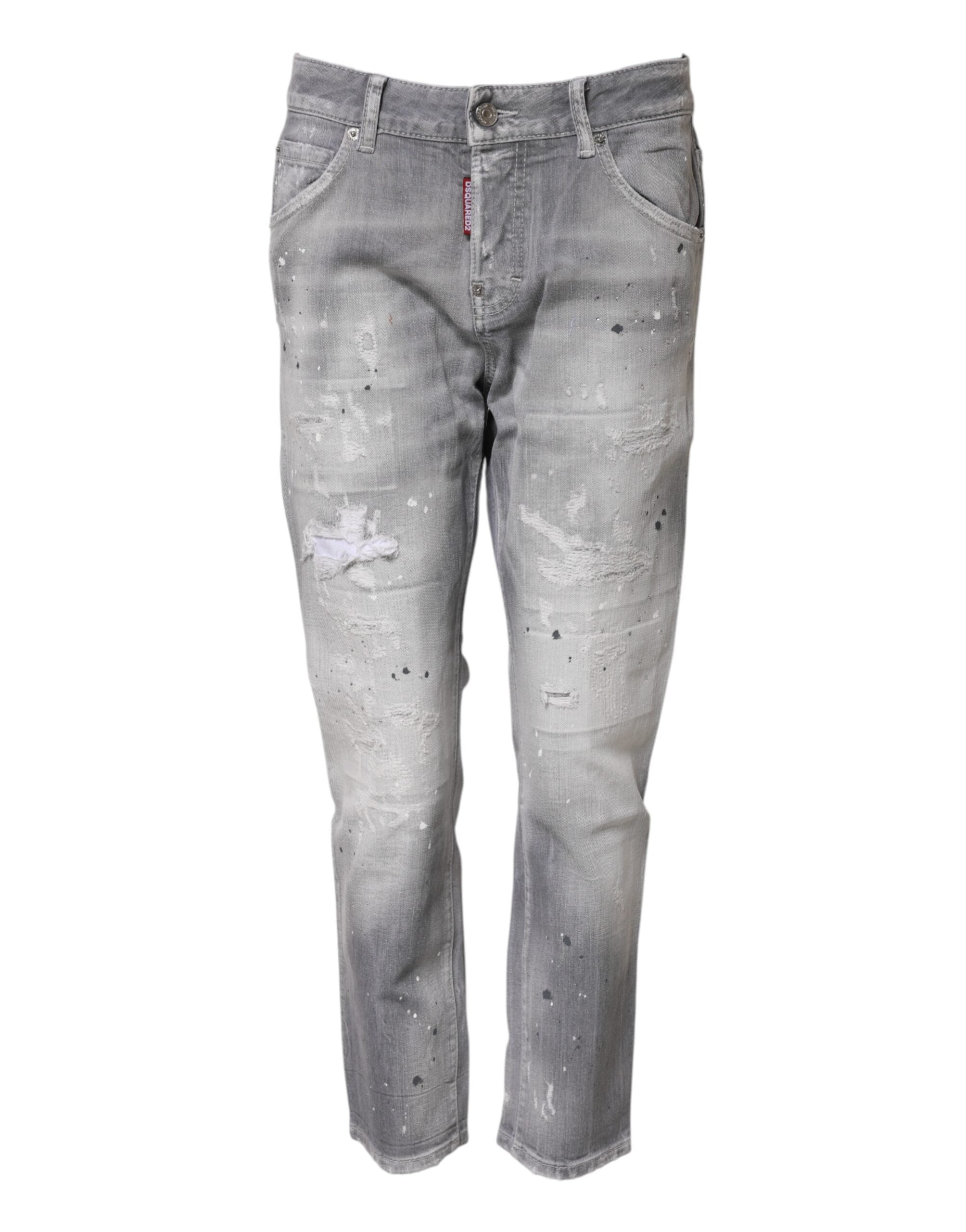 Jean gris délavé taille mi-haute fuselé
