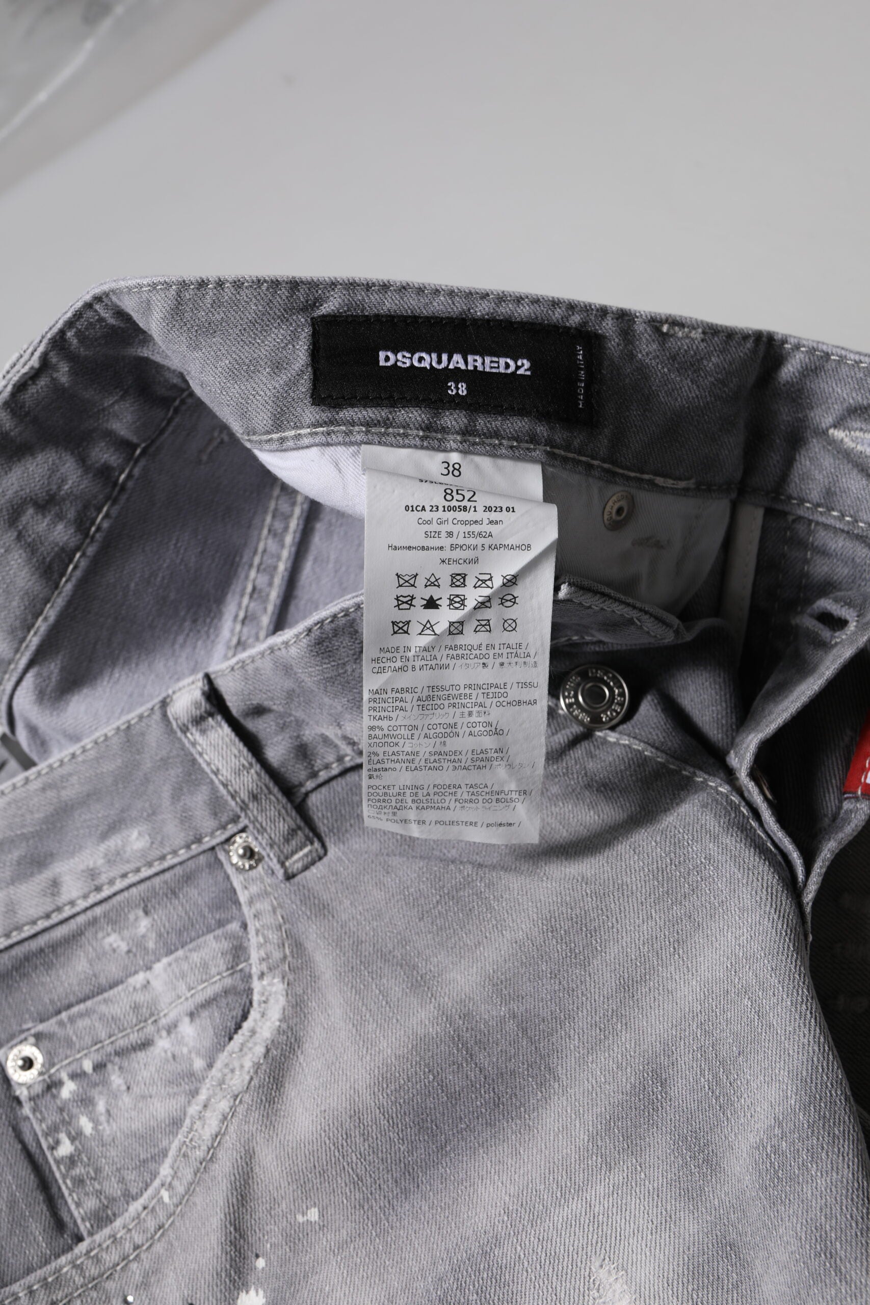 Graue Tapered Jeans aus Baumwolle mit mittlerer Bundhöhe