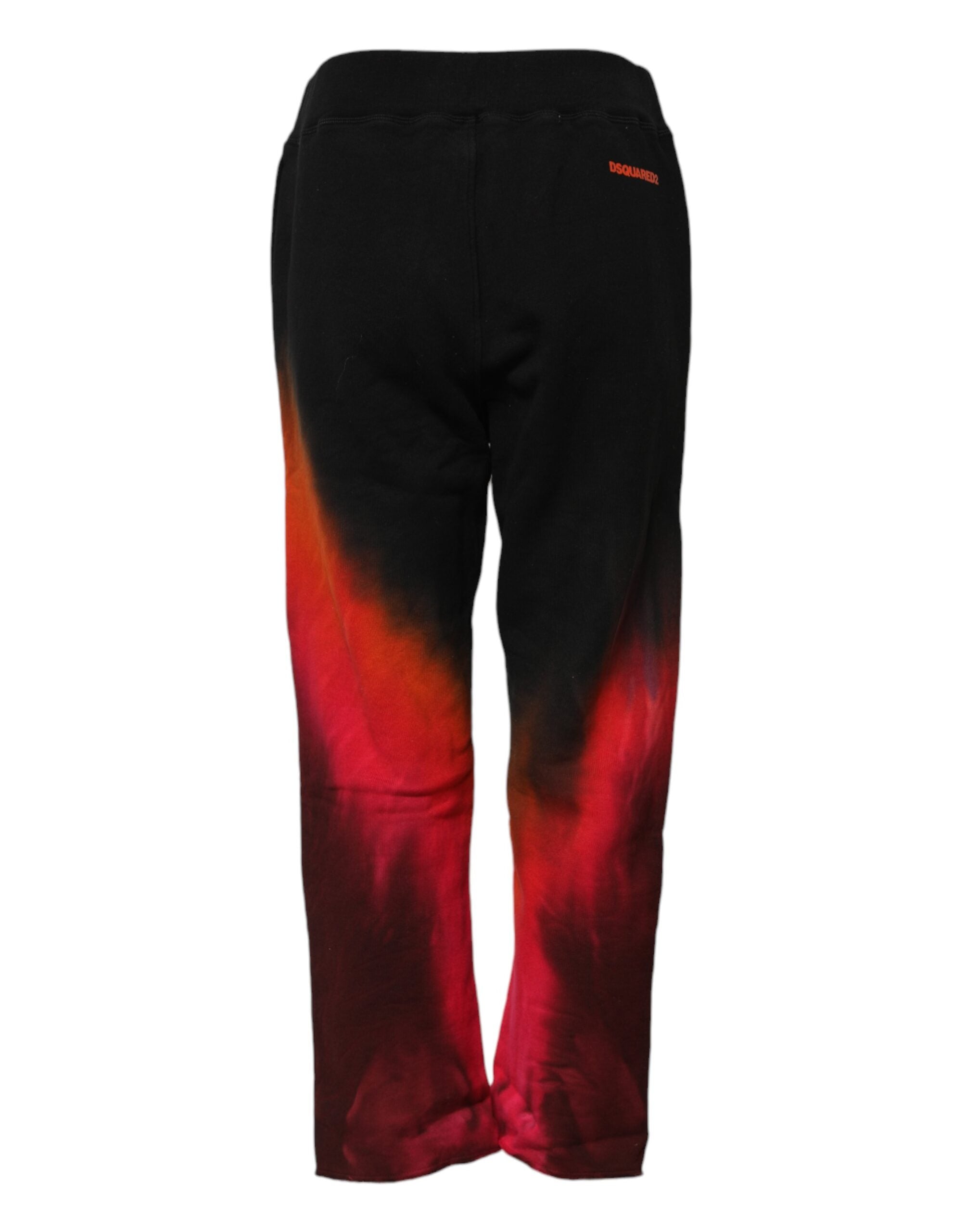 Black Red Cotton Jogger Pants Straight Fit by DSQUARED2