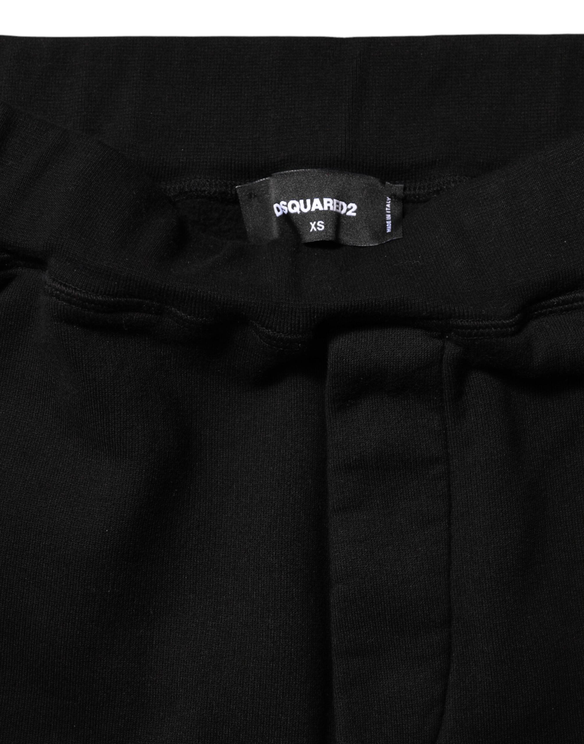 Black Red Cotton Jogger Pants Straight Fit by DSQUARED2