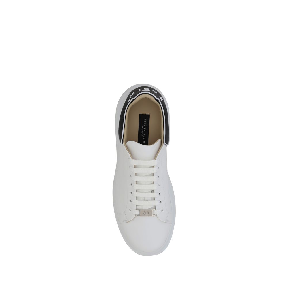 Philipp Plein White Calf Leather Low Top Sneakers