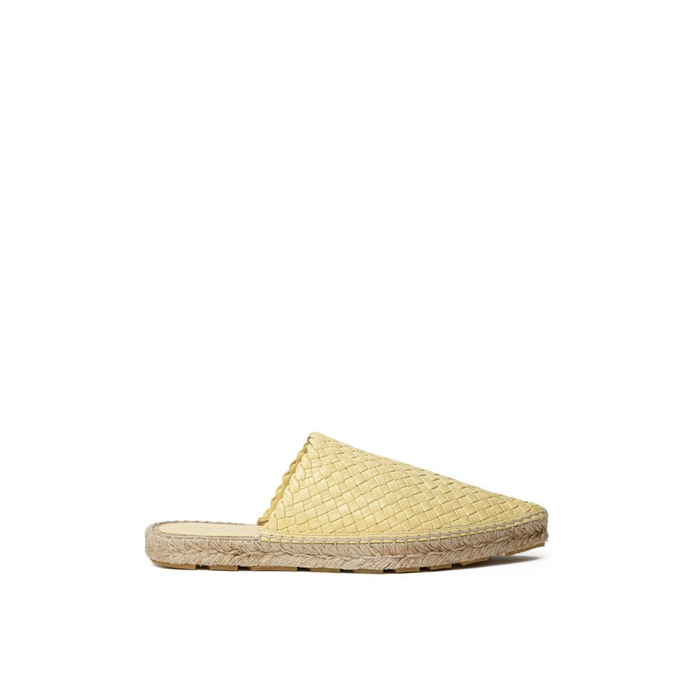 Yellow Leather Espadrille with Intrecciato Detail
