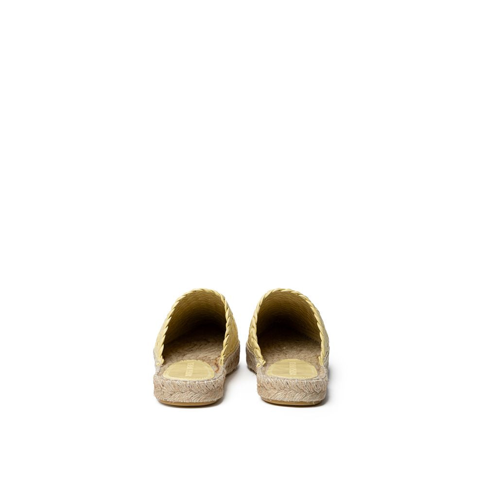 Gelbe Leder-Espadrille mit Intrecciato-Detail
