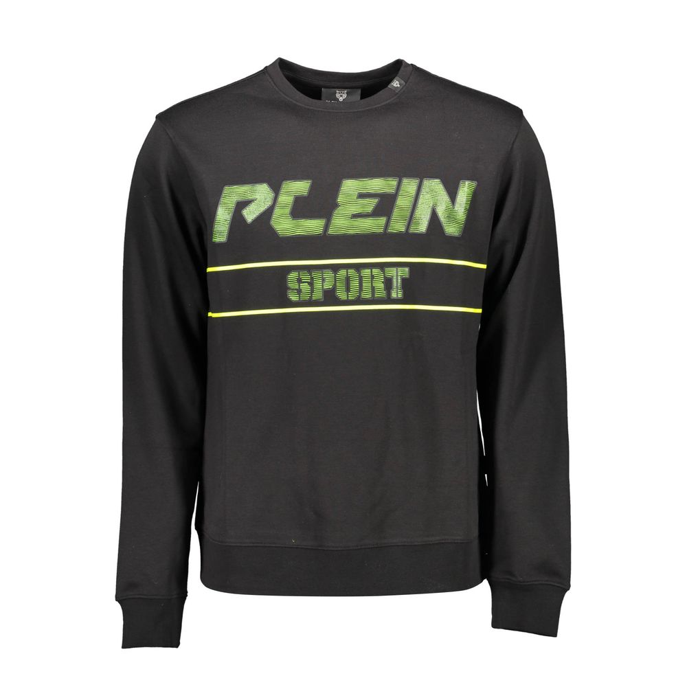 Schwarzer Herrenpullover aus Baumwolle mit Plein Sport Logo