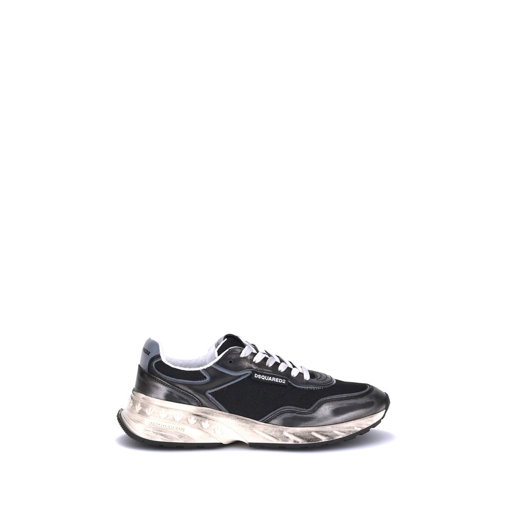 Dsquared² Black Calf Leather Athletic Sneakers
