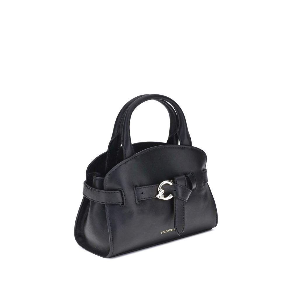 Schwarze Sabine-Handtasche aus Leder mit zwei Henkeln