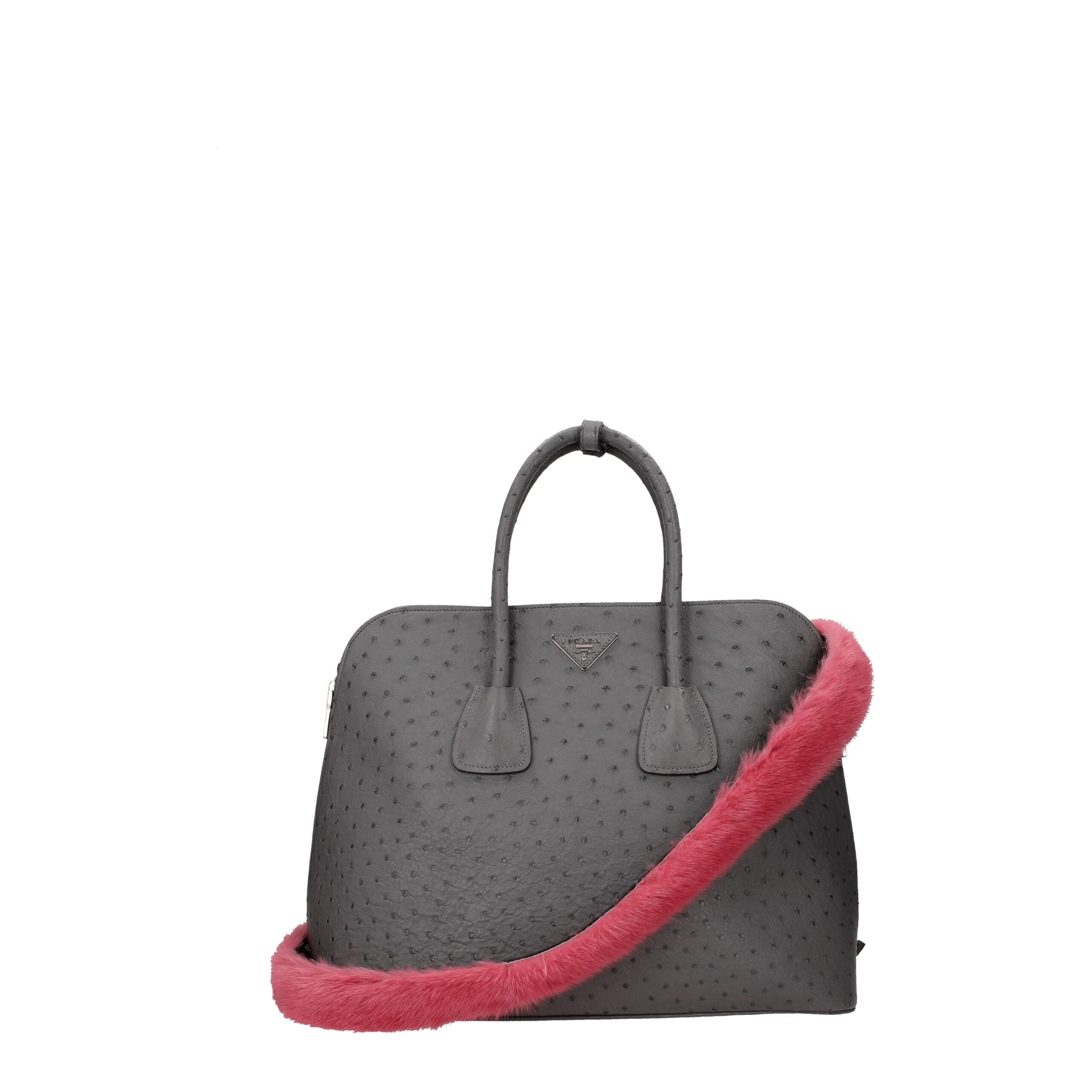 Rosa Schultertasche aus Leder und Pelz von Prada