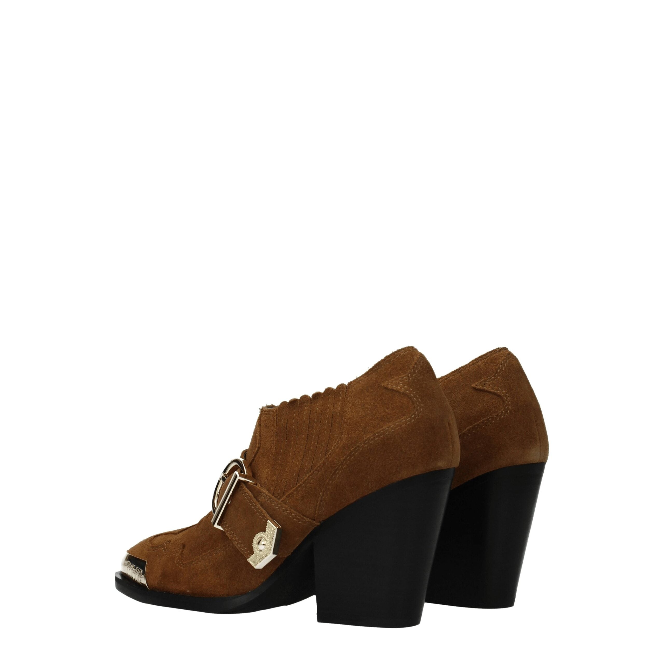 Brown Leather Ankle Boots with Vintage Logo Detail