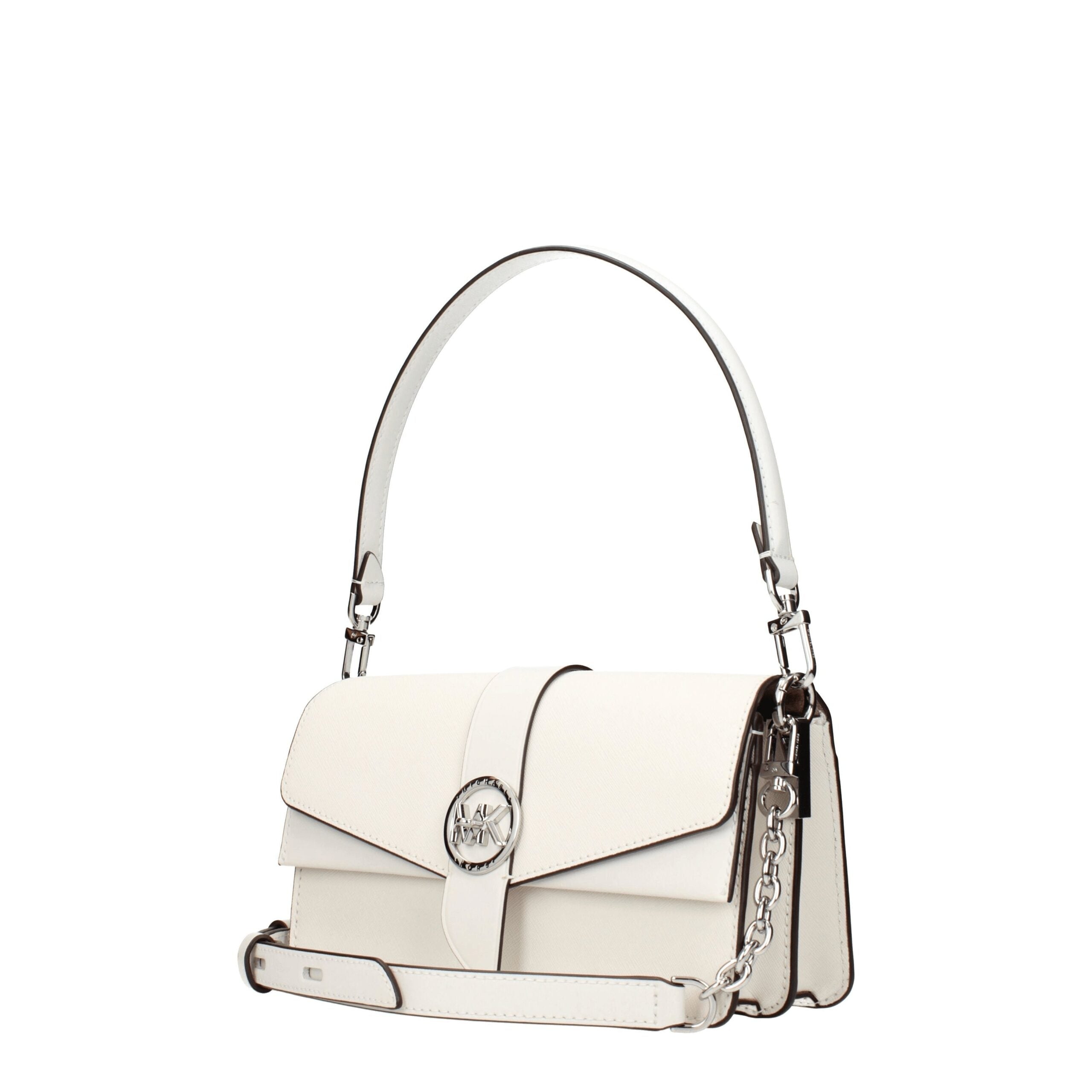 White Leather Handbag with Removable Shoulder Strap