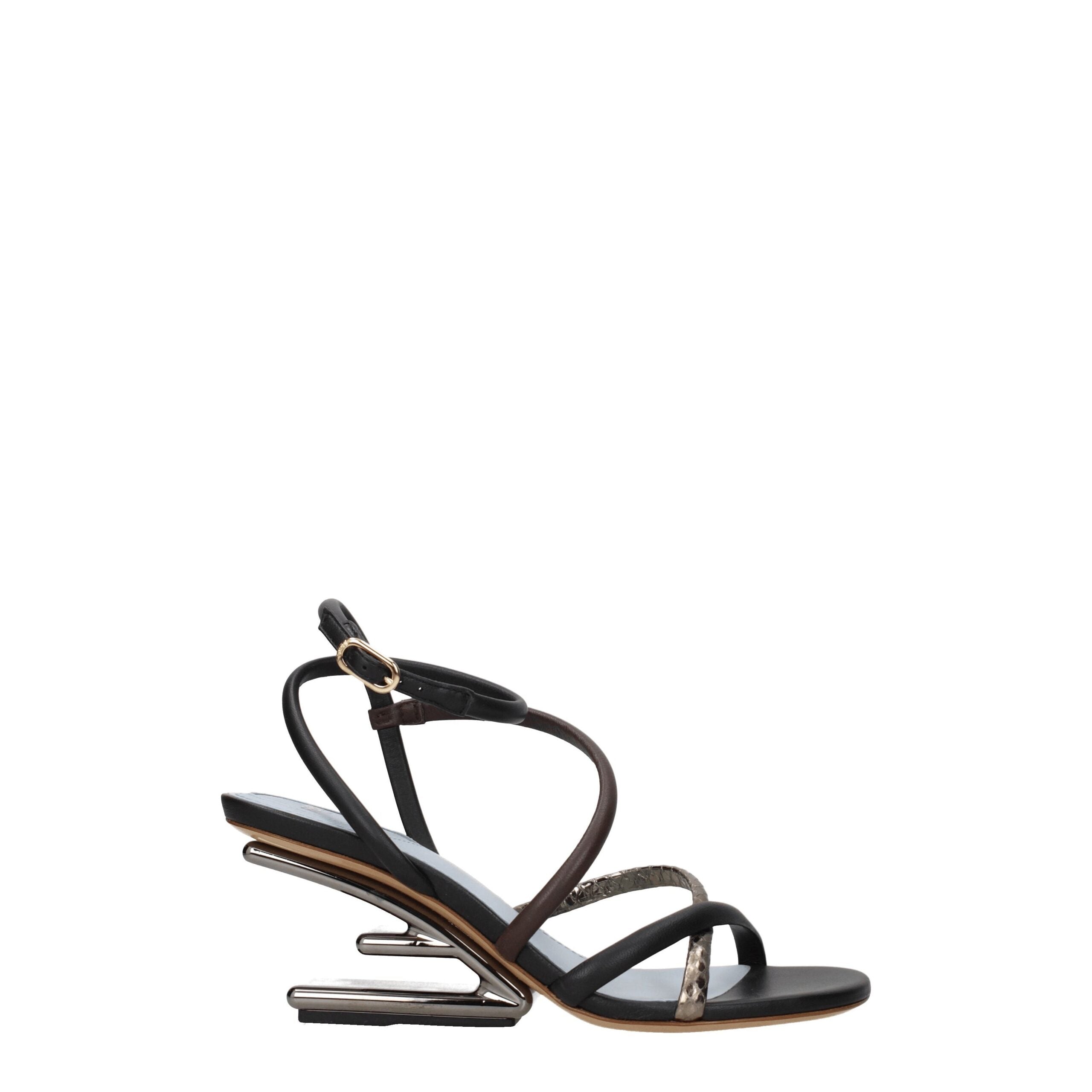 Sandales plates en cuir multicolore