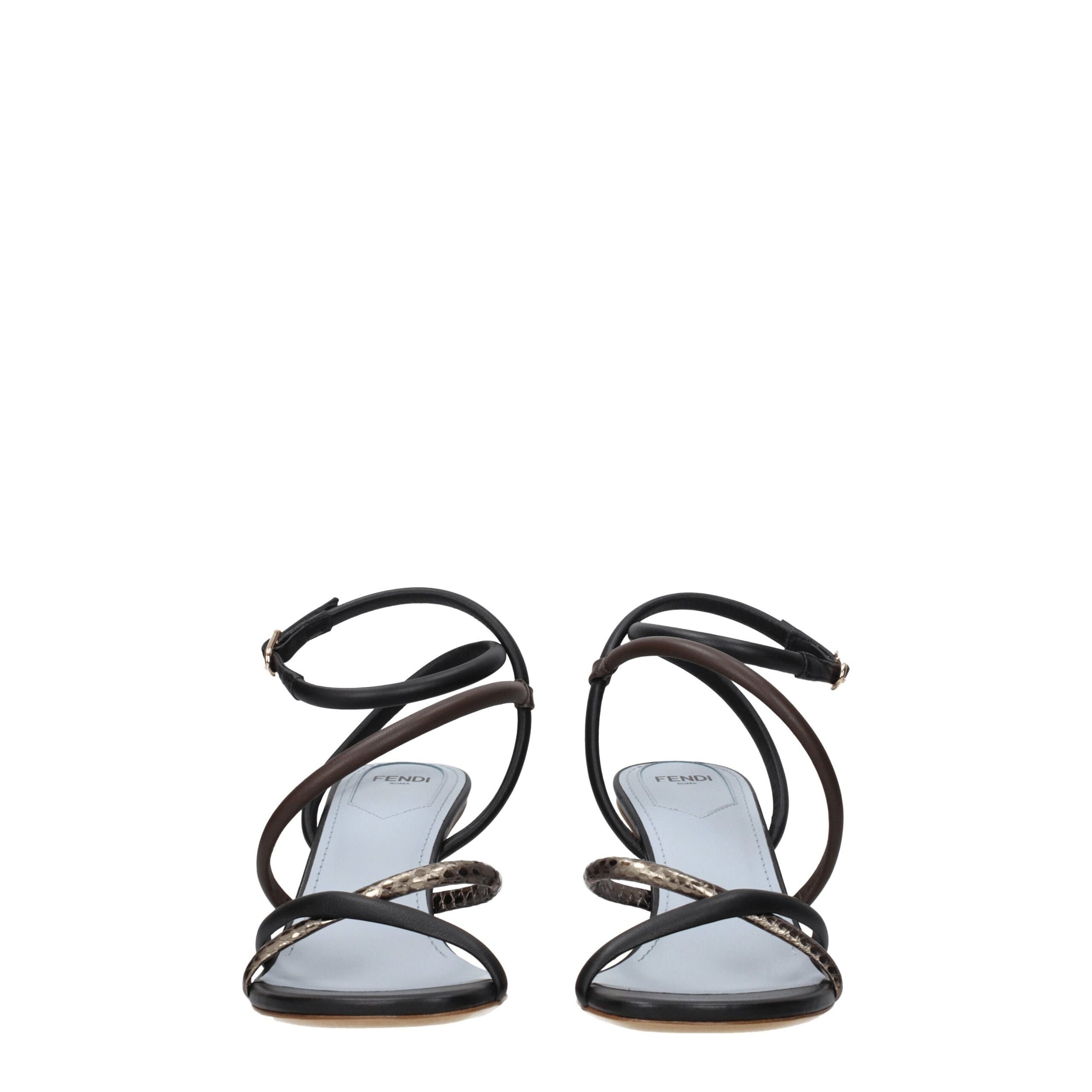 Mehrfarbige flache Ledersandalen