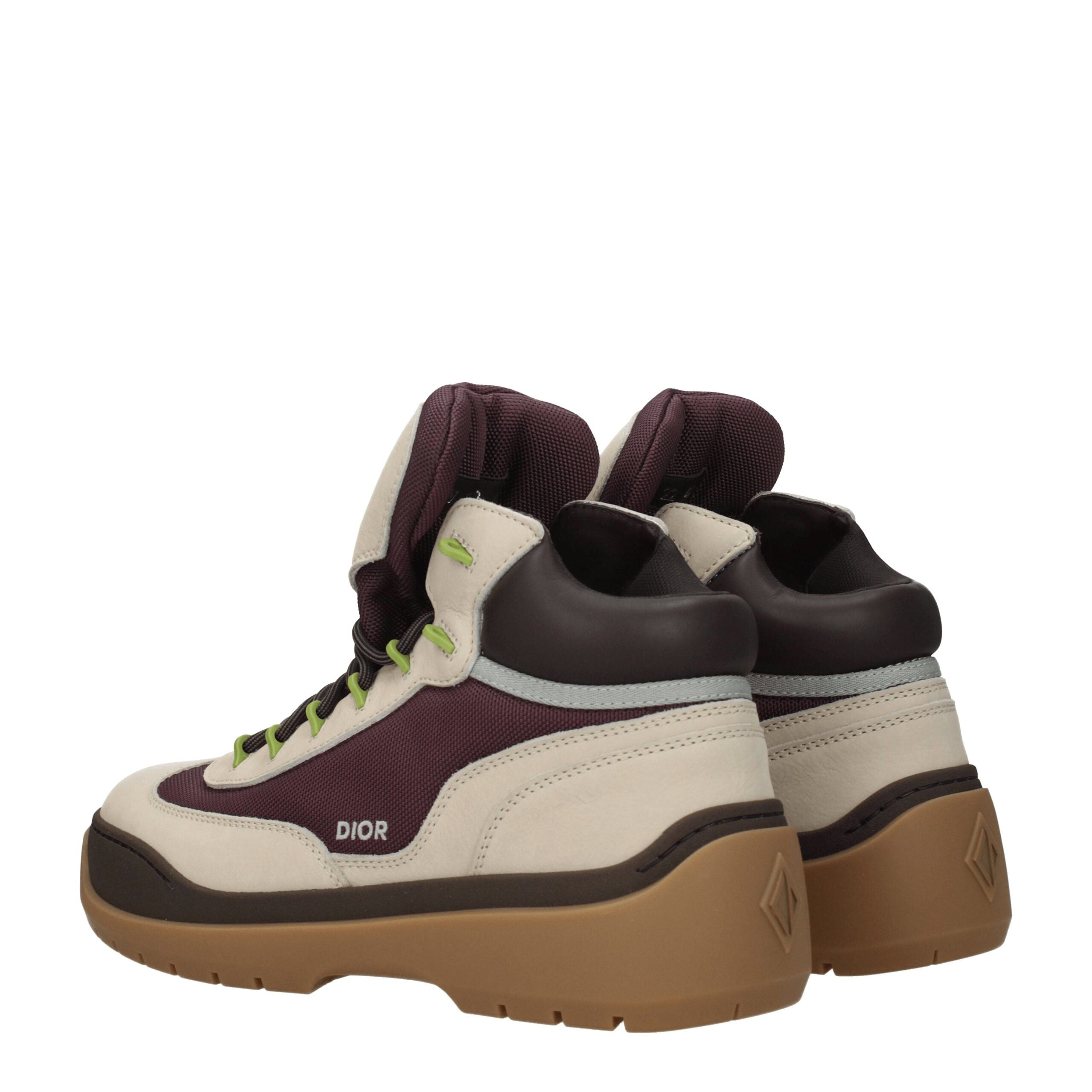 Beige Leather Ankle Boots with Vintage Logo Detail