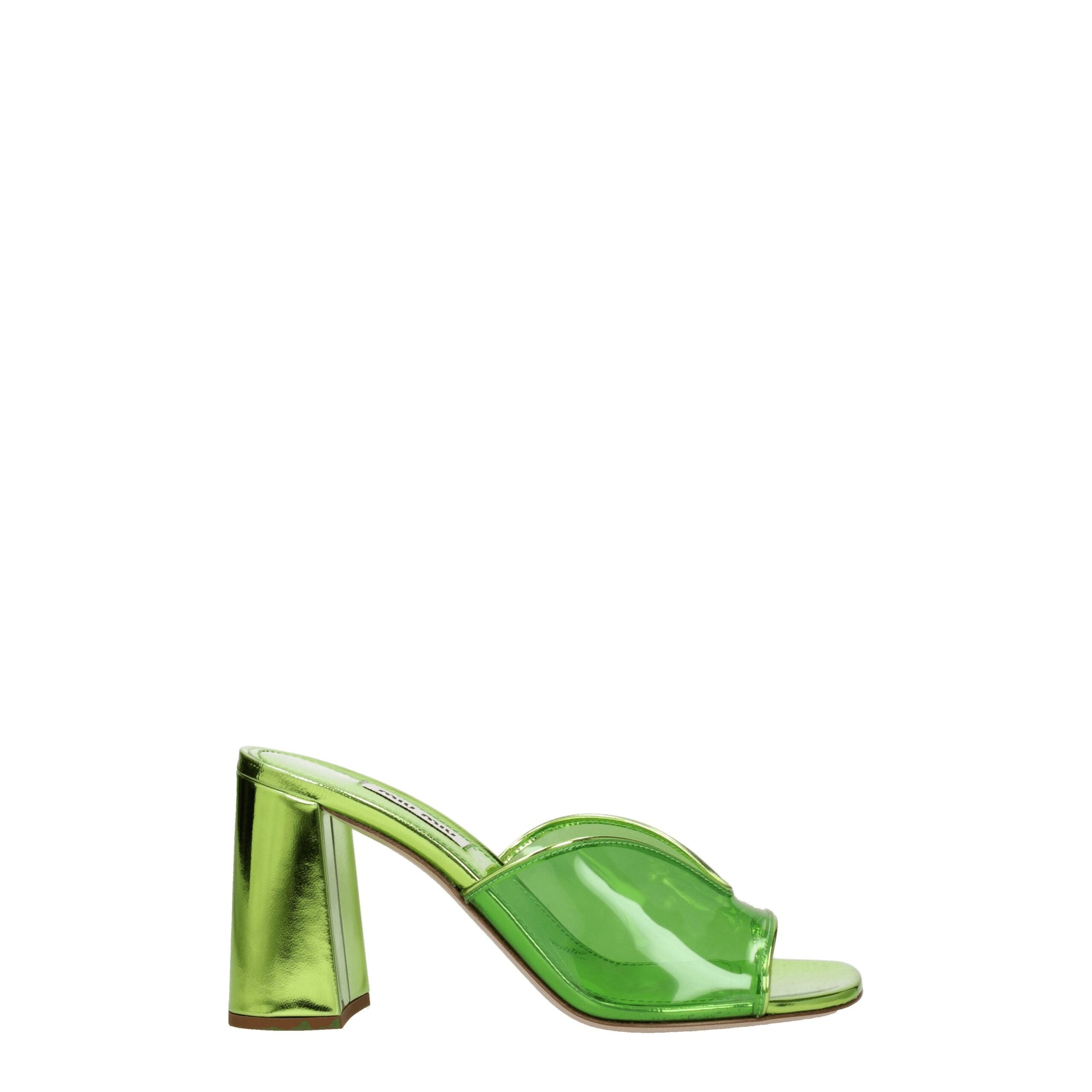 Green Leather Platform Sandals with Plexiglass Heel