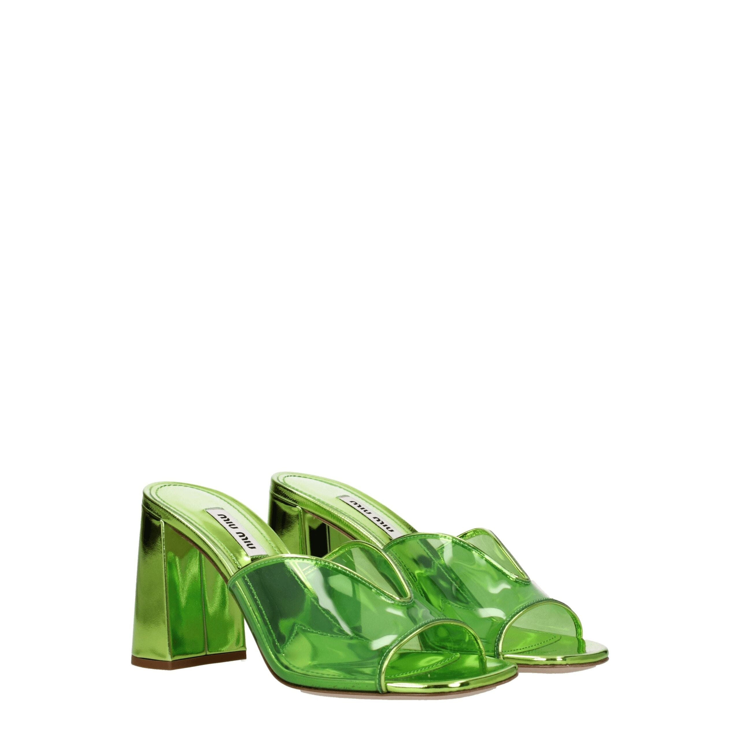 Green Leather Platform Sandals with Plexiglass Heel
