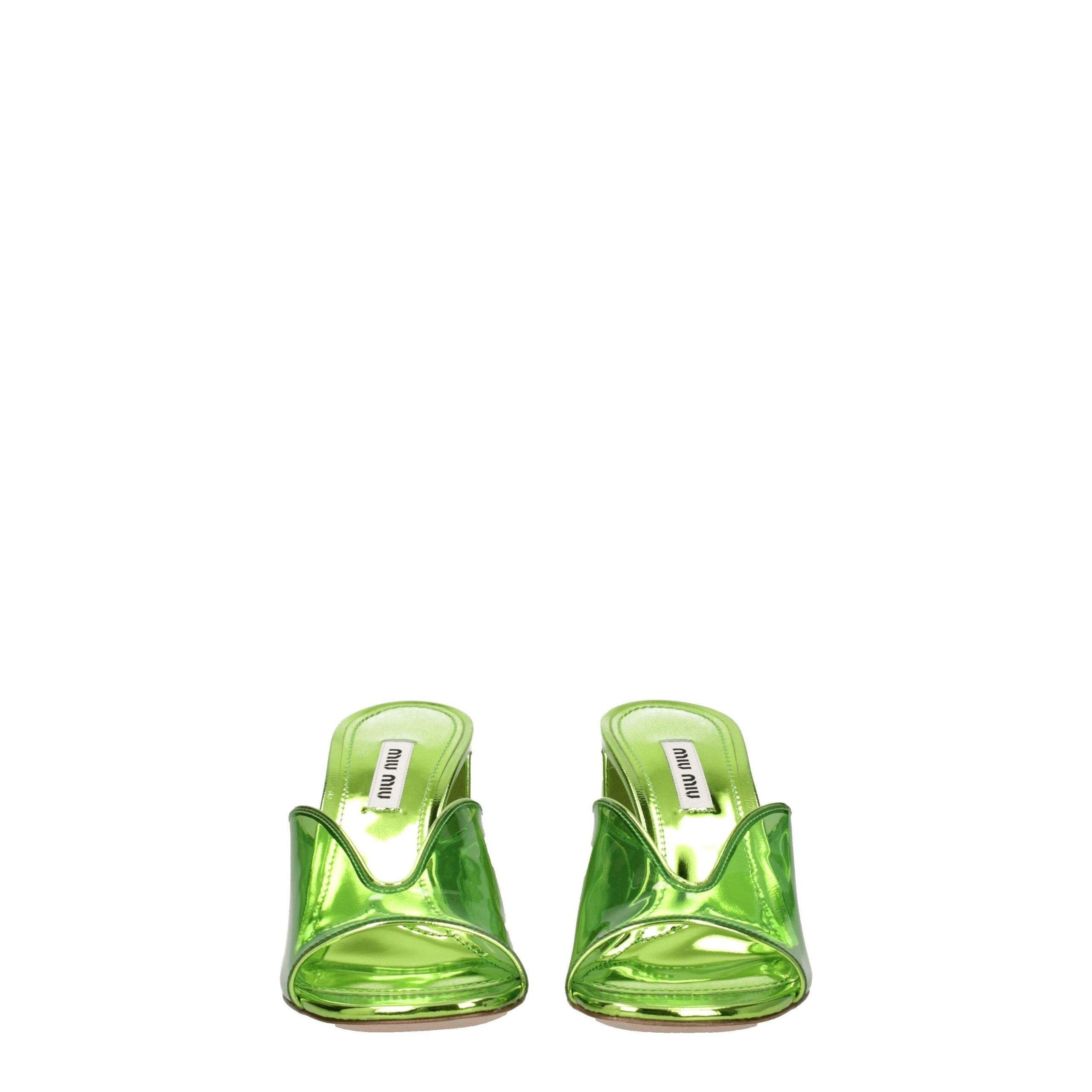 Green Leather Sandals with Plexiglass Platform Heel