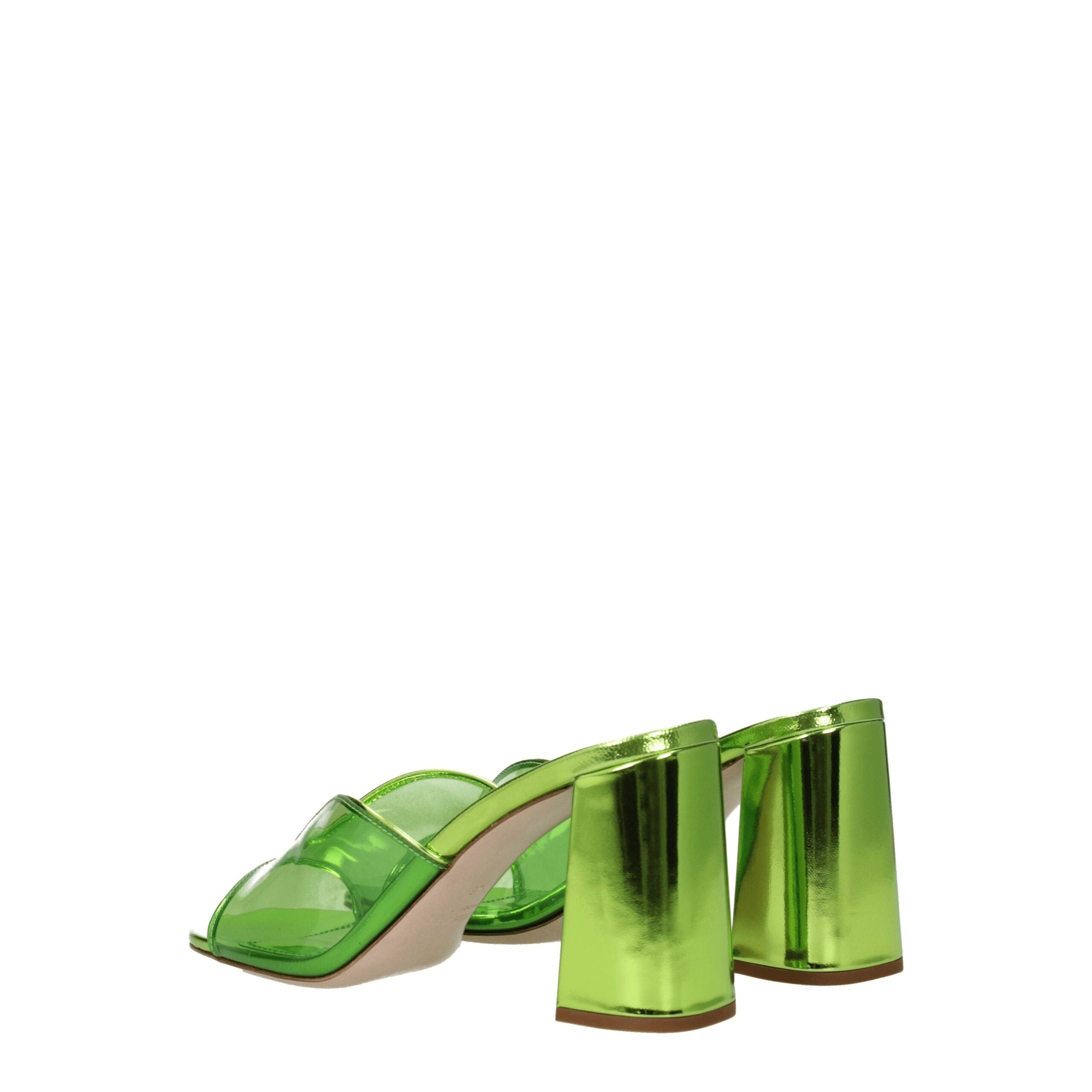 Green Leather Sandals with Plexiglass Platform Heel