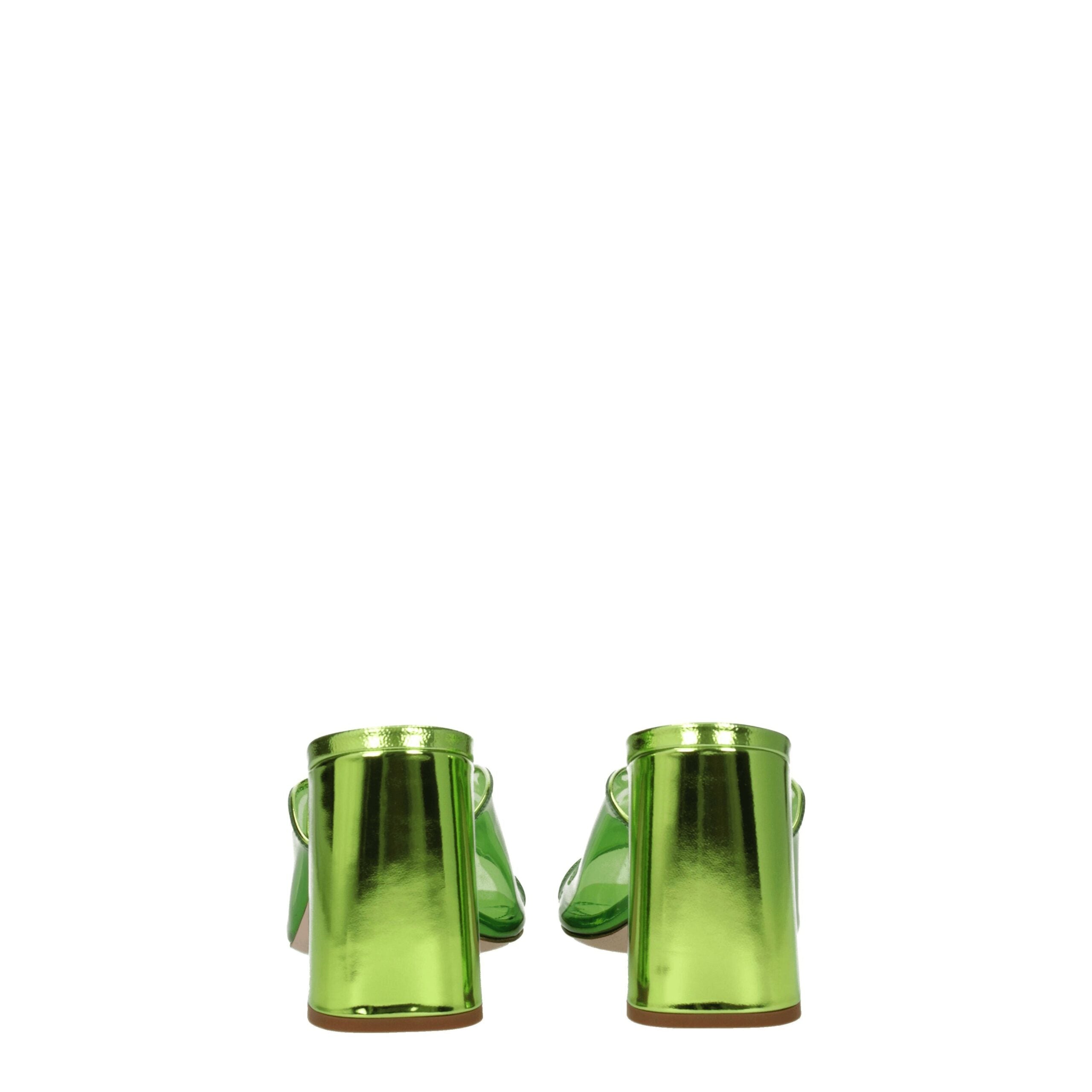 Green Leather Sandals with Plexiglass Platform Heel