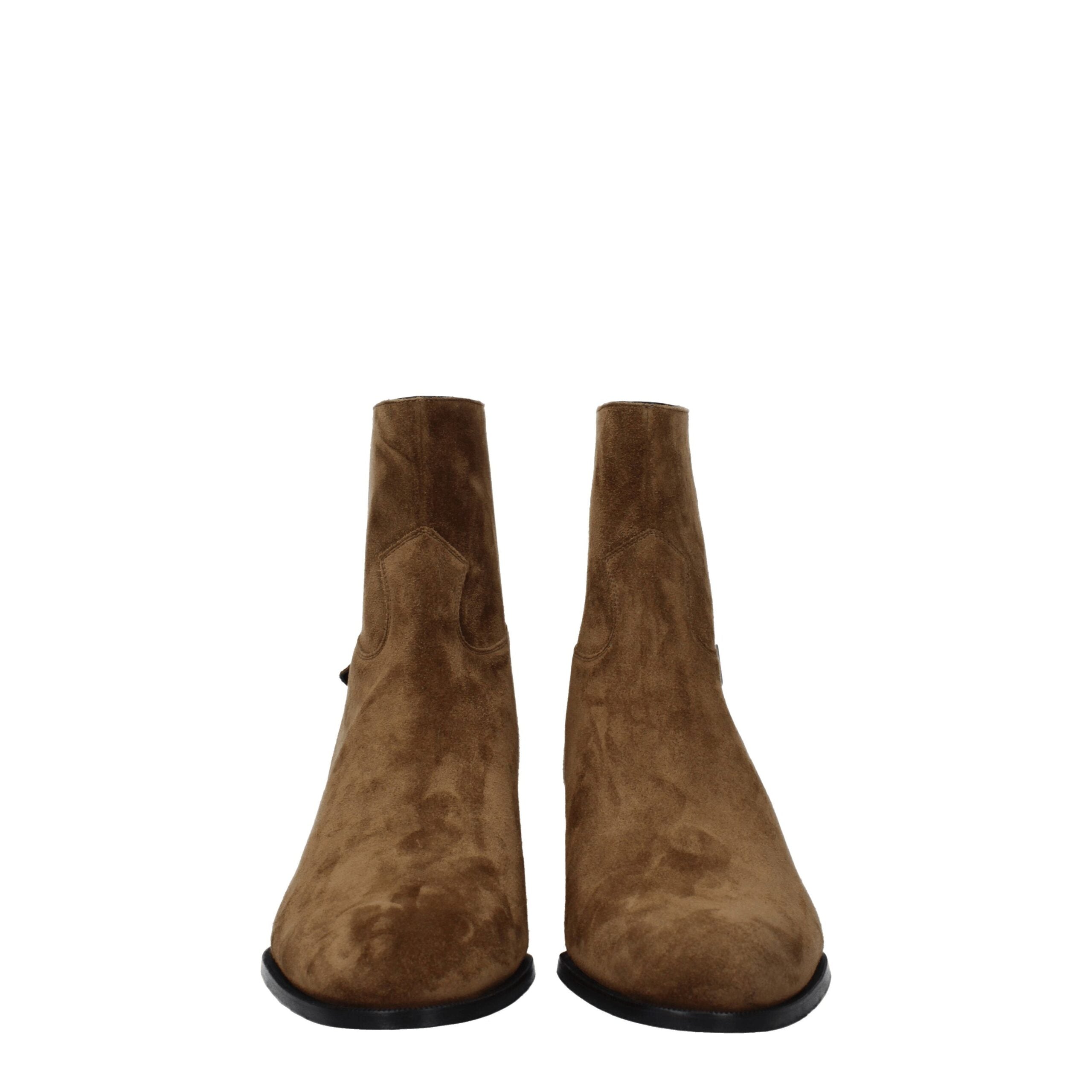 Brown Leather Ankle Boots with Vintage Effect