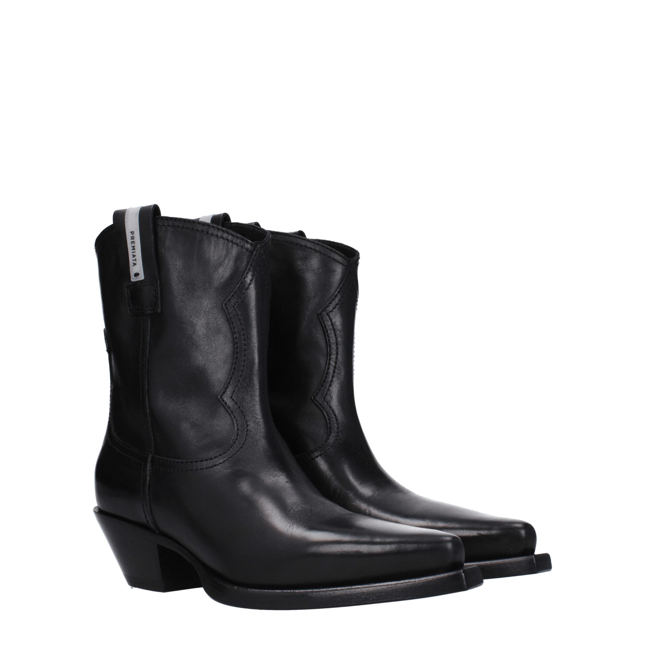 Schwarze Lederstiefeletten mit Vintage-Effekt