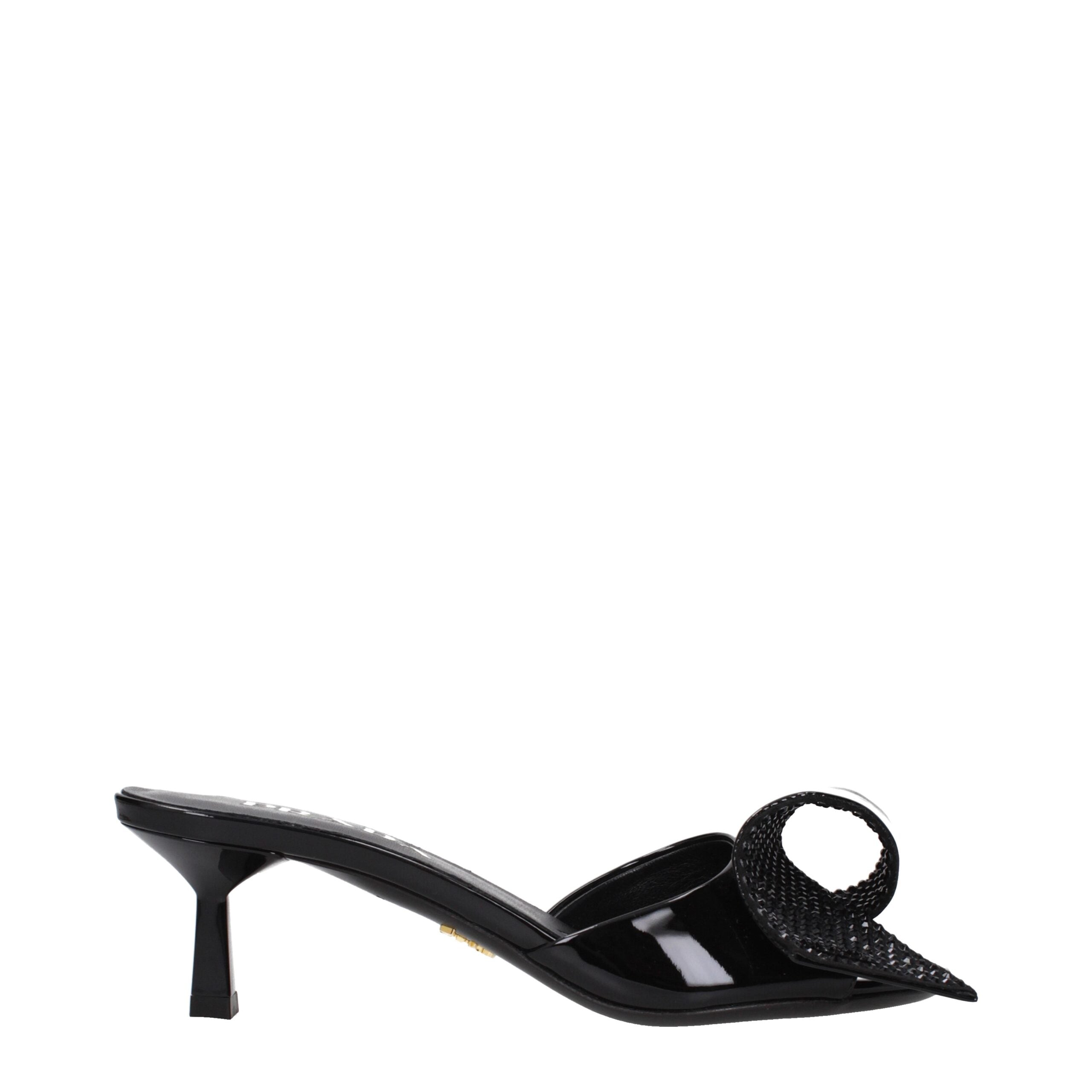 Schwarze Leder-Sandalen mit Frontdetail von Prada