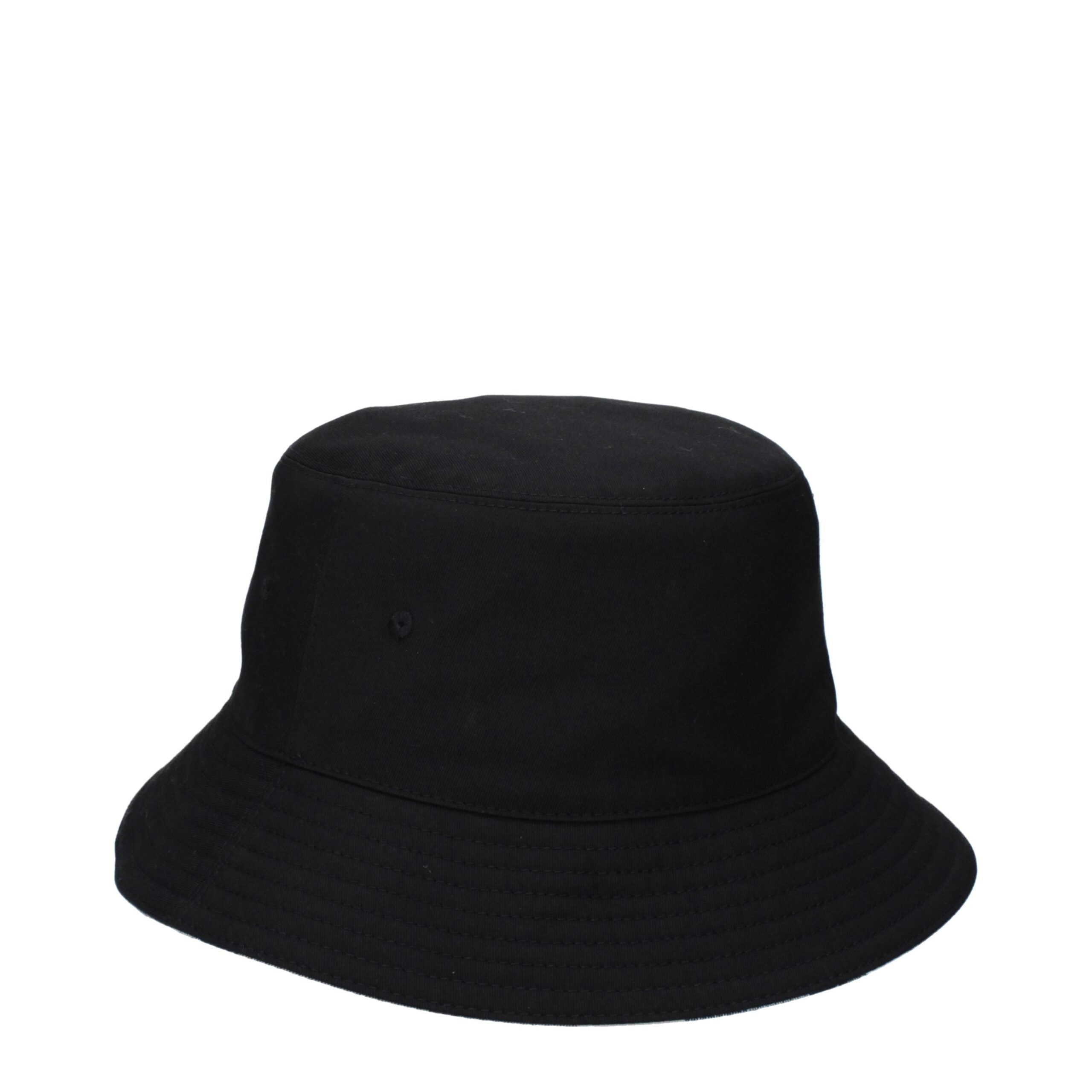 Black Cotton Blend Bucket Hat with Logo by Burberry