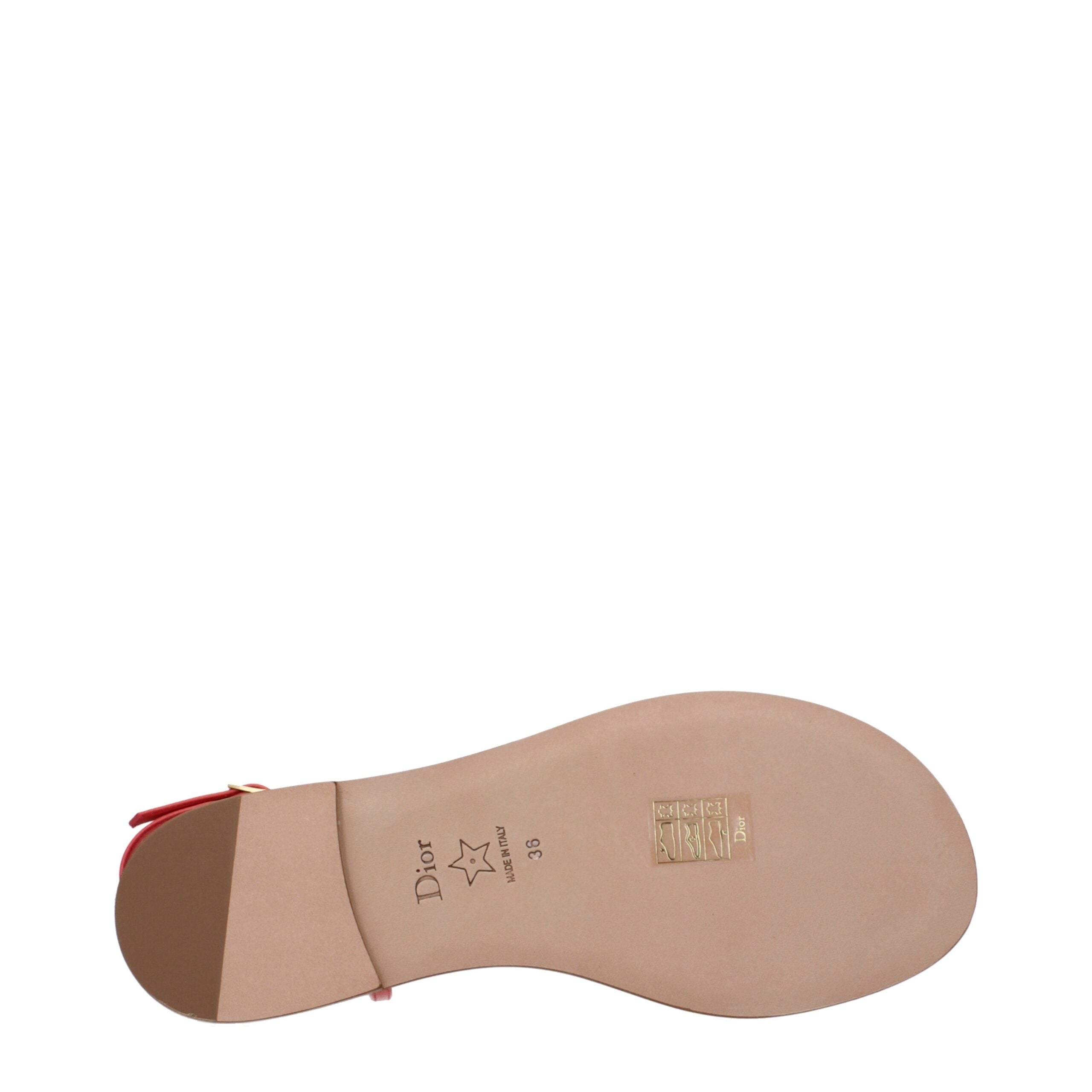 Pink Leather Flip-Flop Sandals with Front Logo