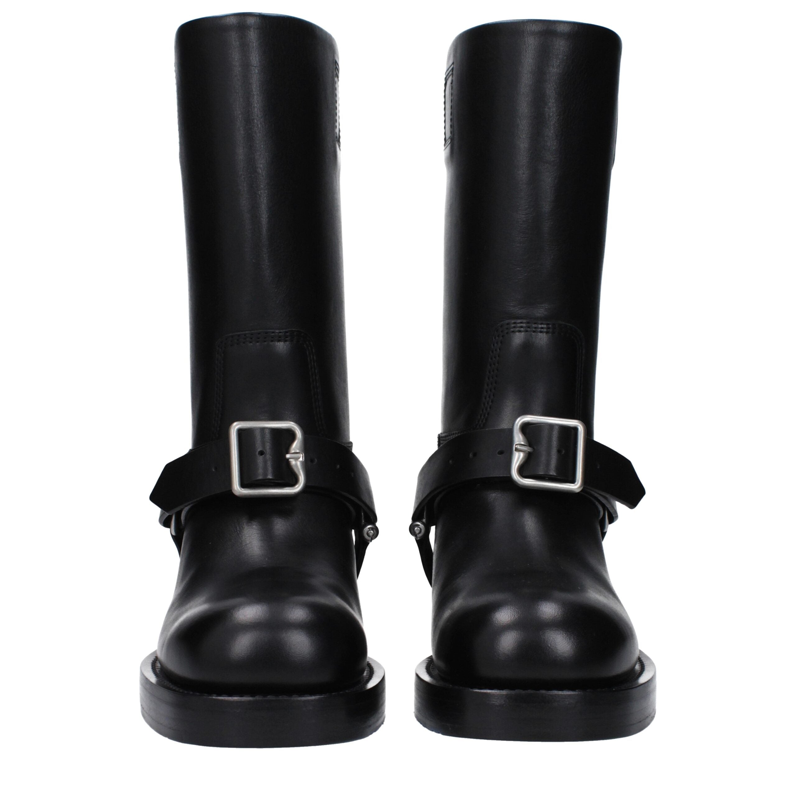 Schwarze Leder-Stiefel mit Schnallen von Burberry