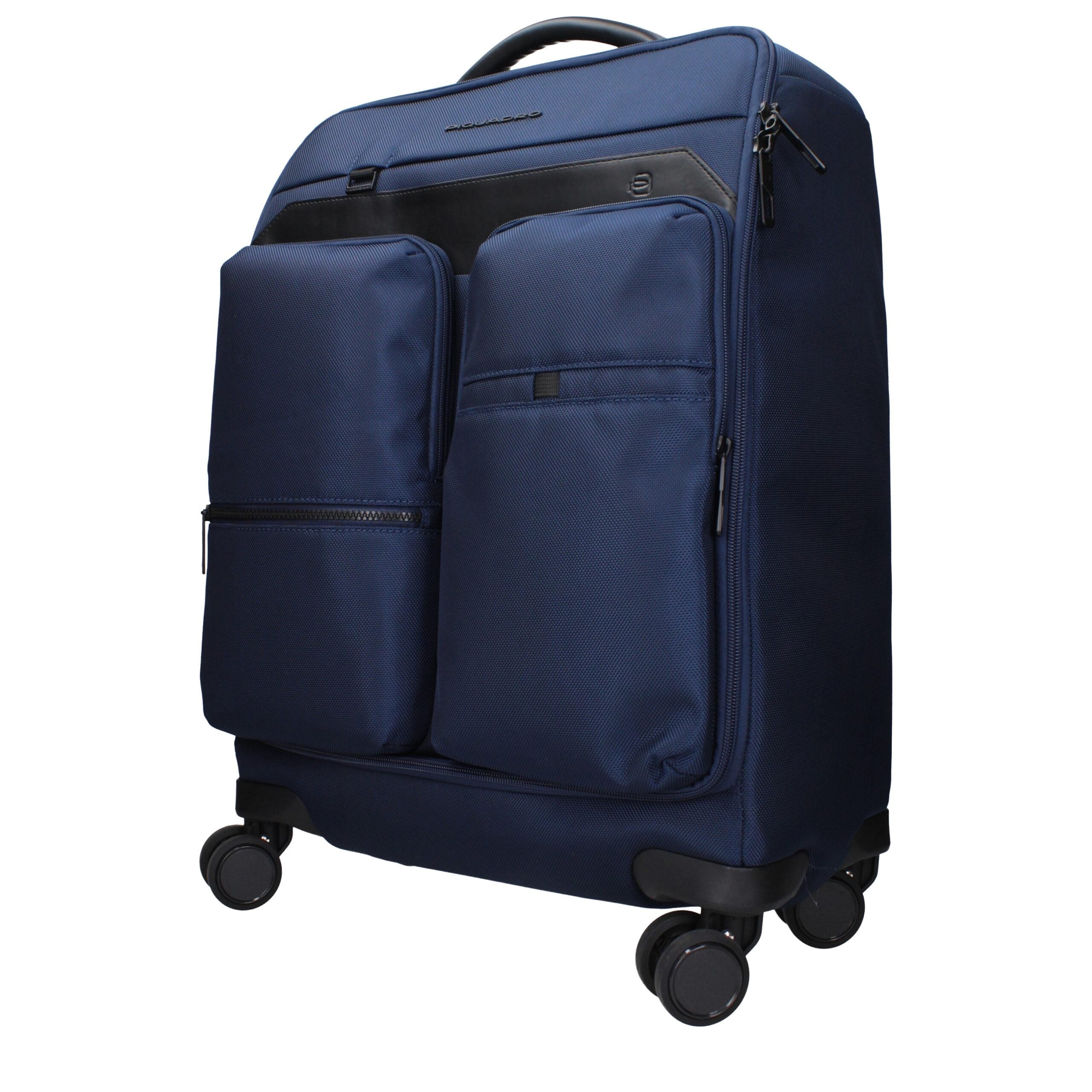 Blauer Trolley aus Synthetik mit TSA-Schloss von Piquadro