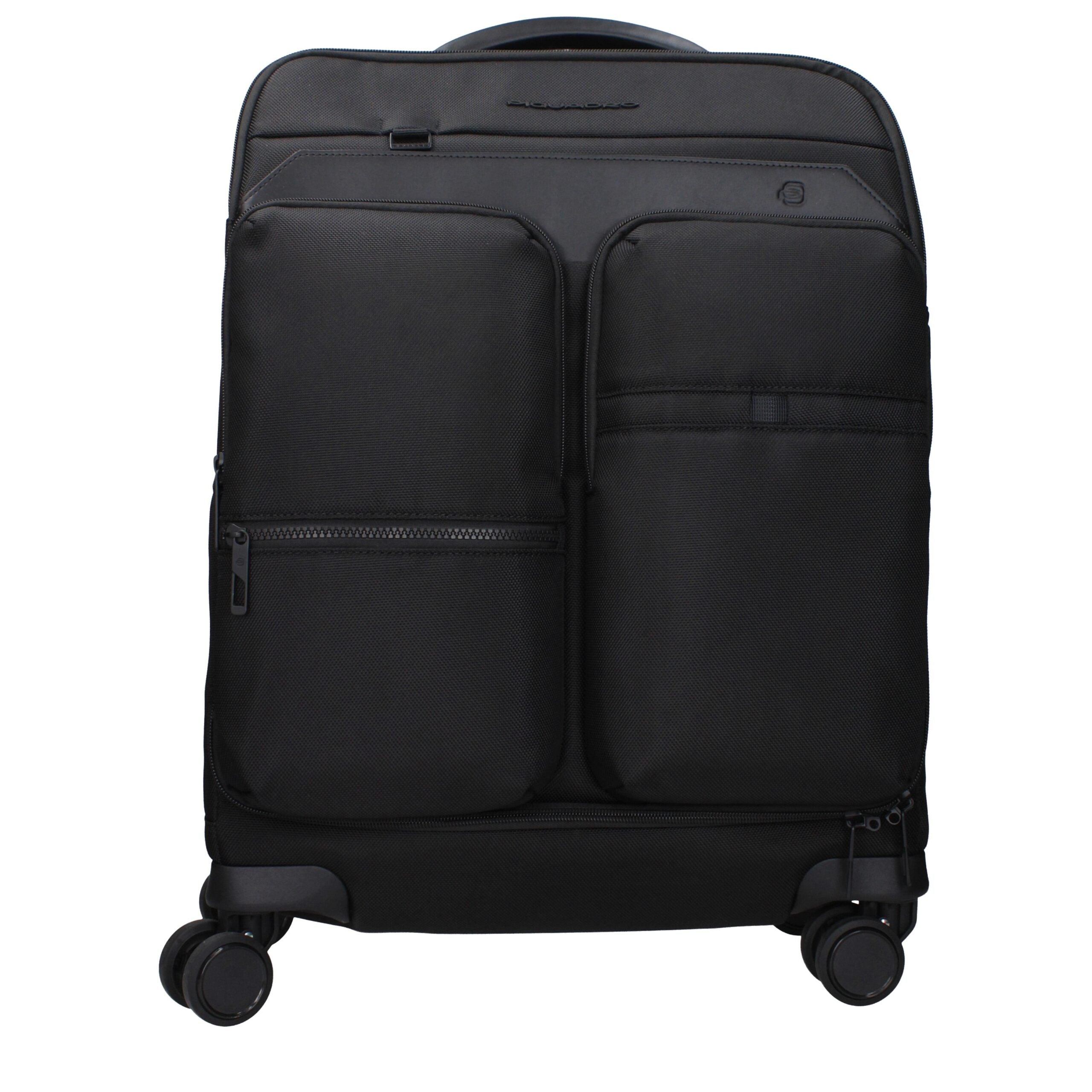 Schwarzer Trolley aus Synthetikmaterial mit TSA-Schloss von Piquadro