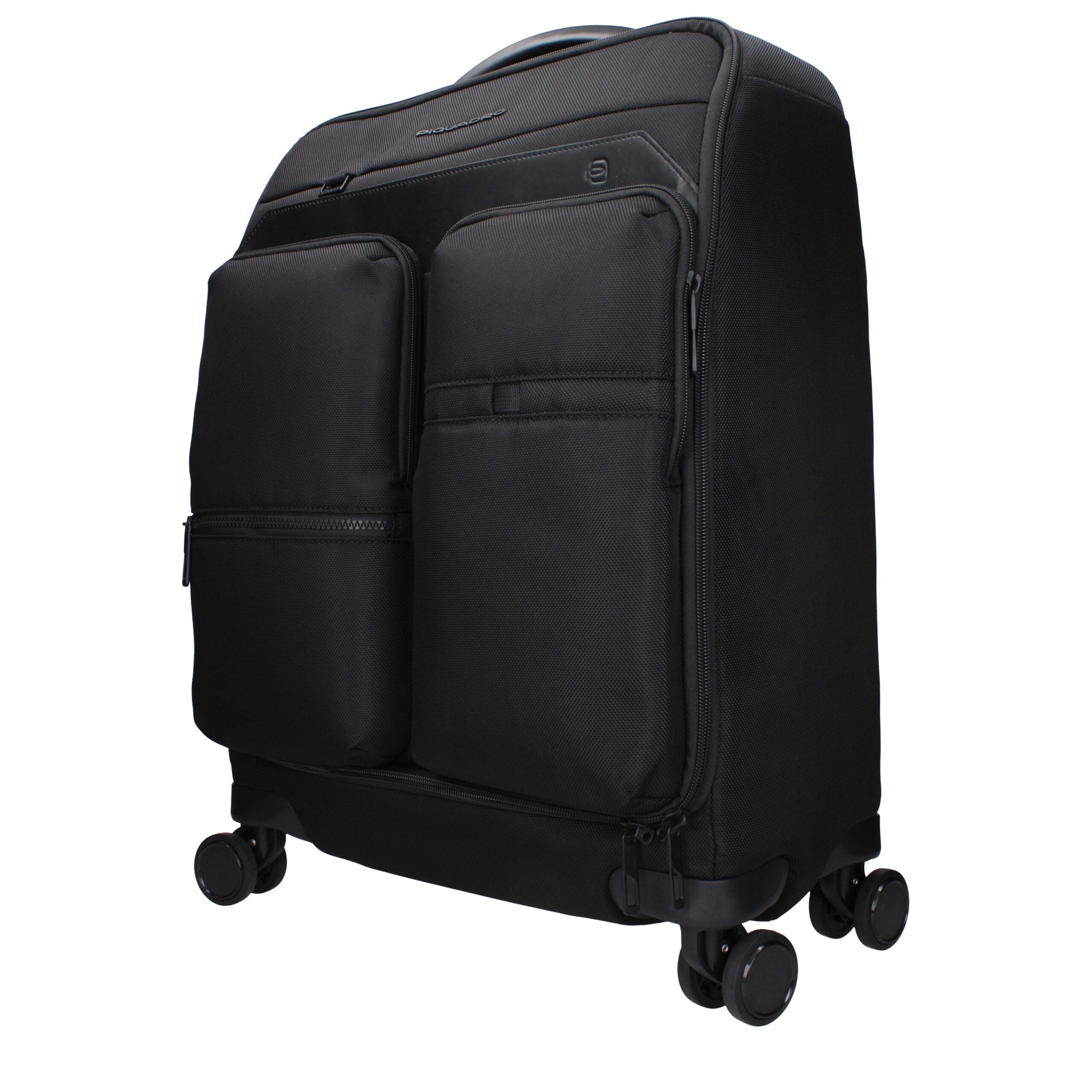 Schwarzer Trolley aus Synthetikmaterial mit TSA-Schloss von Piquadro
