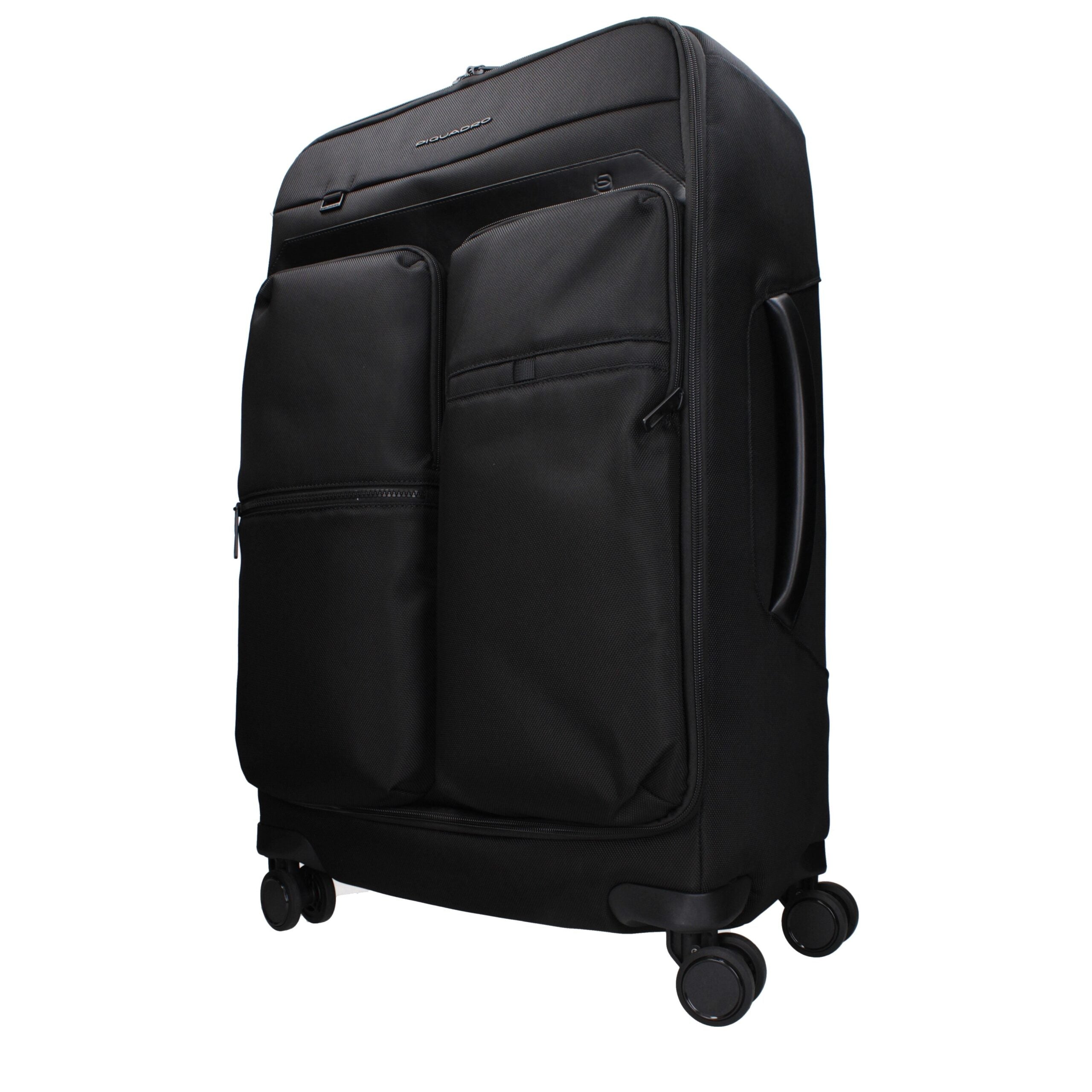 Schwarzer Trolley aus Synthetikmaterial mit verstellbarem Griff von Piquadro