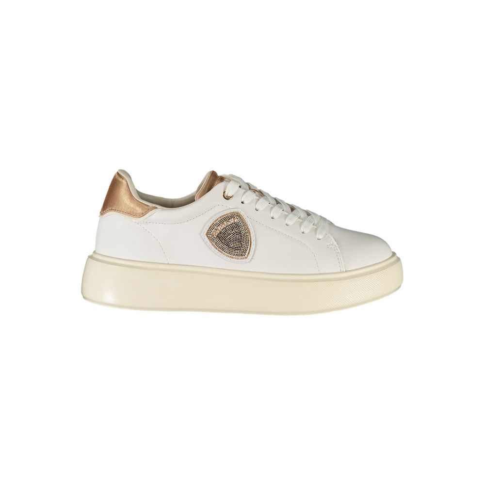White Leather Sneakers with Bronze Detail by Blauer