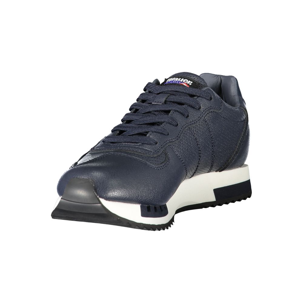 Blue Leather Synthetic Men's Sneaker with Removable Insole