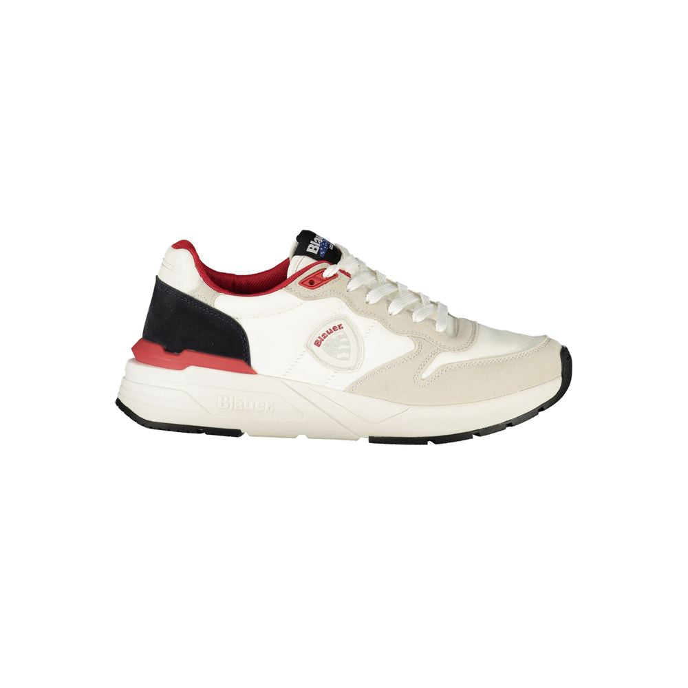 Weißer Herren-Sneaker aus Synthetik mit roten Details