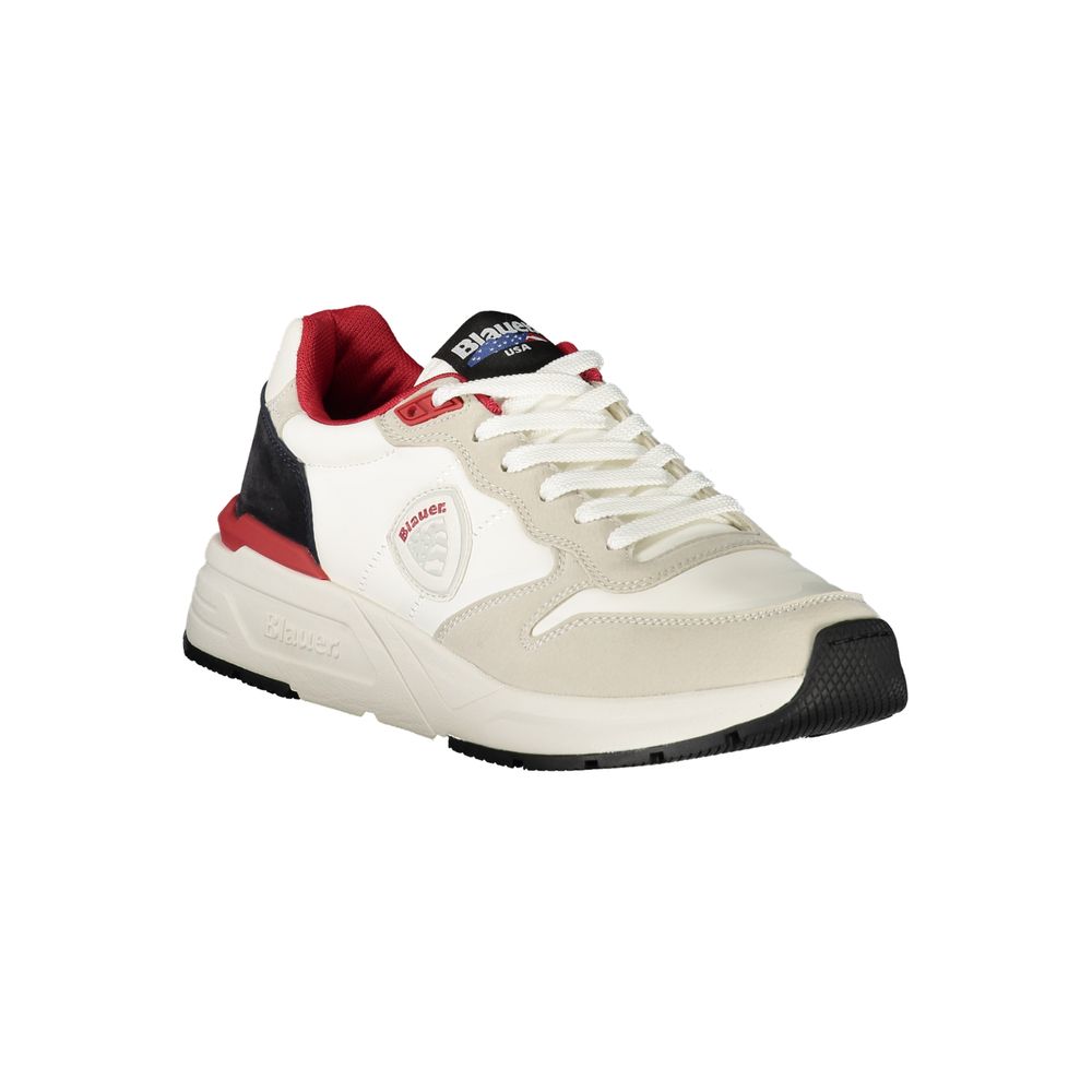 Weißer Herren-Sneaker aus Synthetik mit roten Details