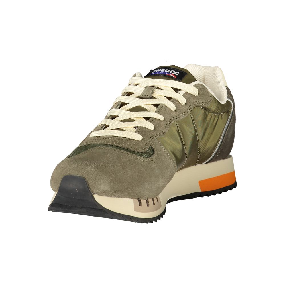 Green Leather & Synthetic Sneakers by BLAUER Uomo