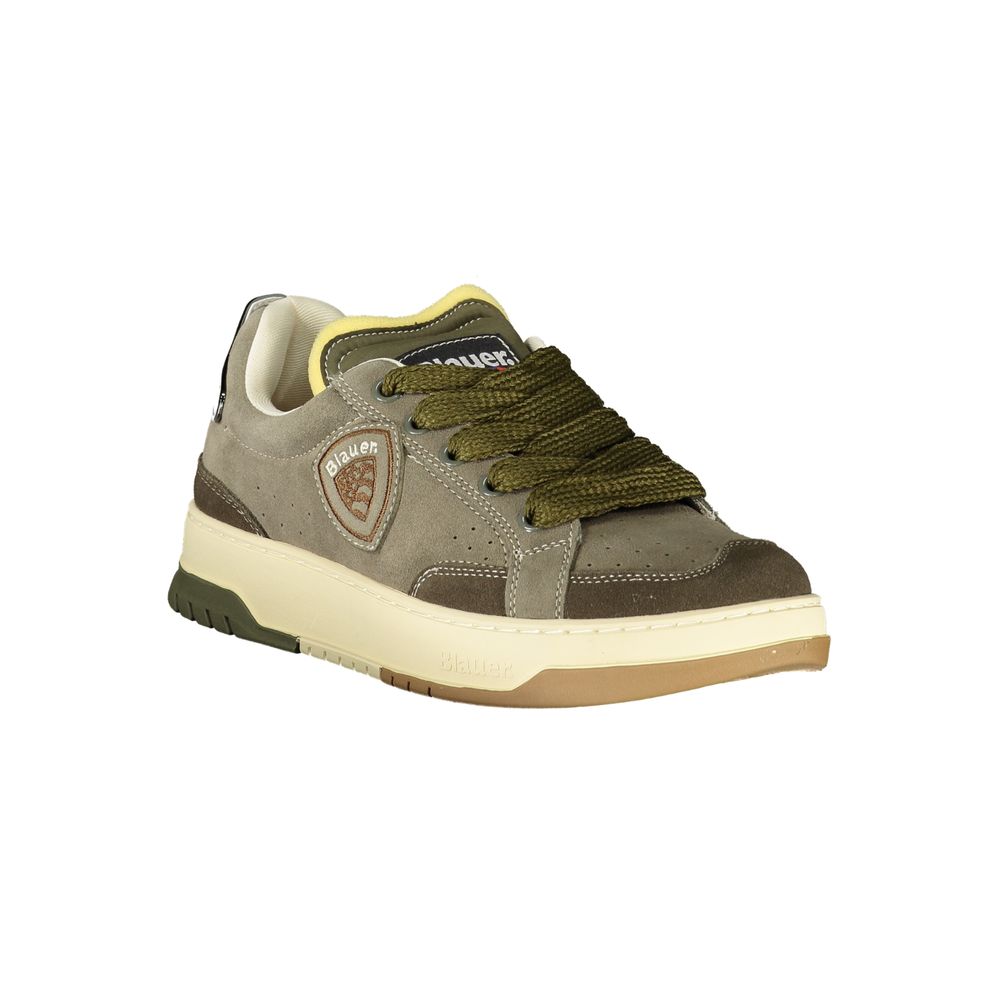 Green Leather Synthetic Men’s Sneaker with Removable Footbed