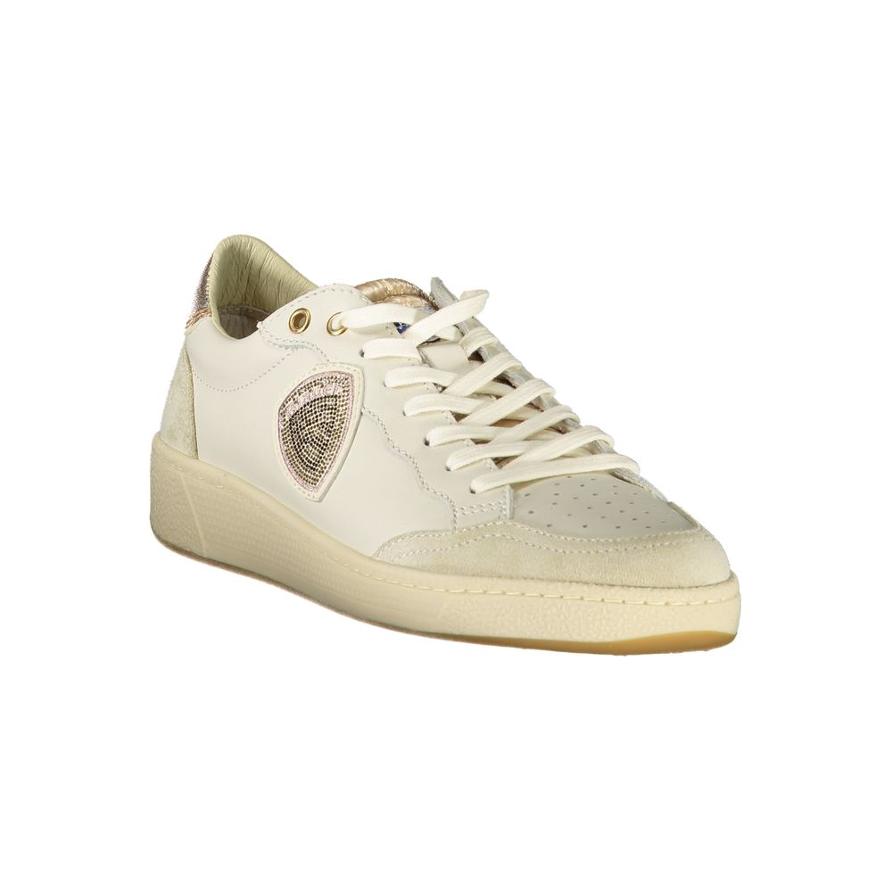 Weiße Leder-Sneaker mit Bronze-Akzenten von BLAUER