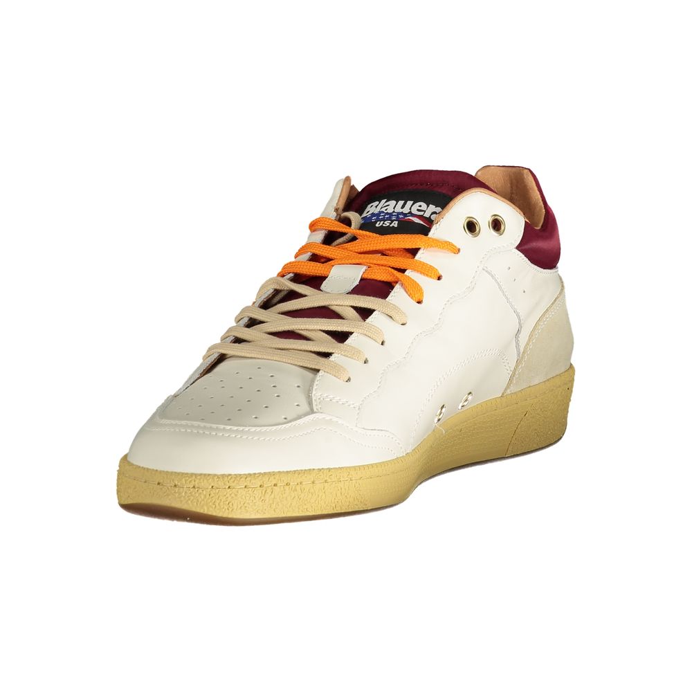 White Leather Sneakers with Removable Footbed by BLAUER