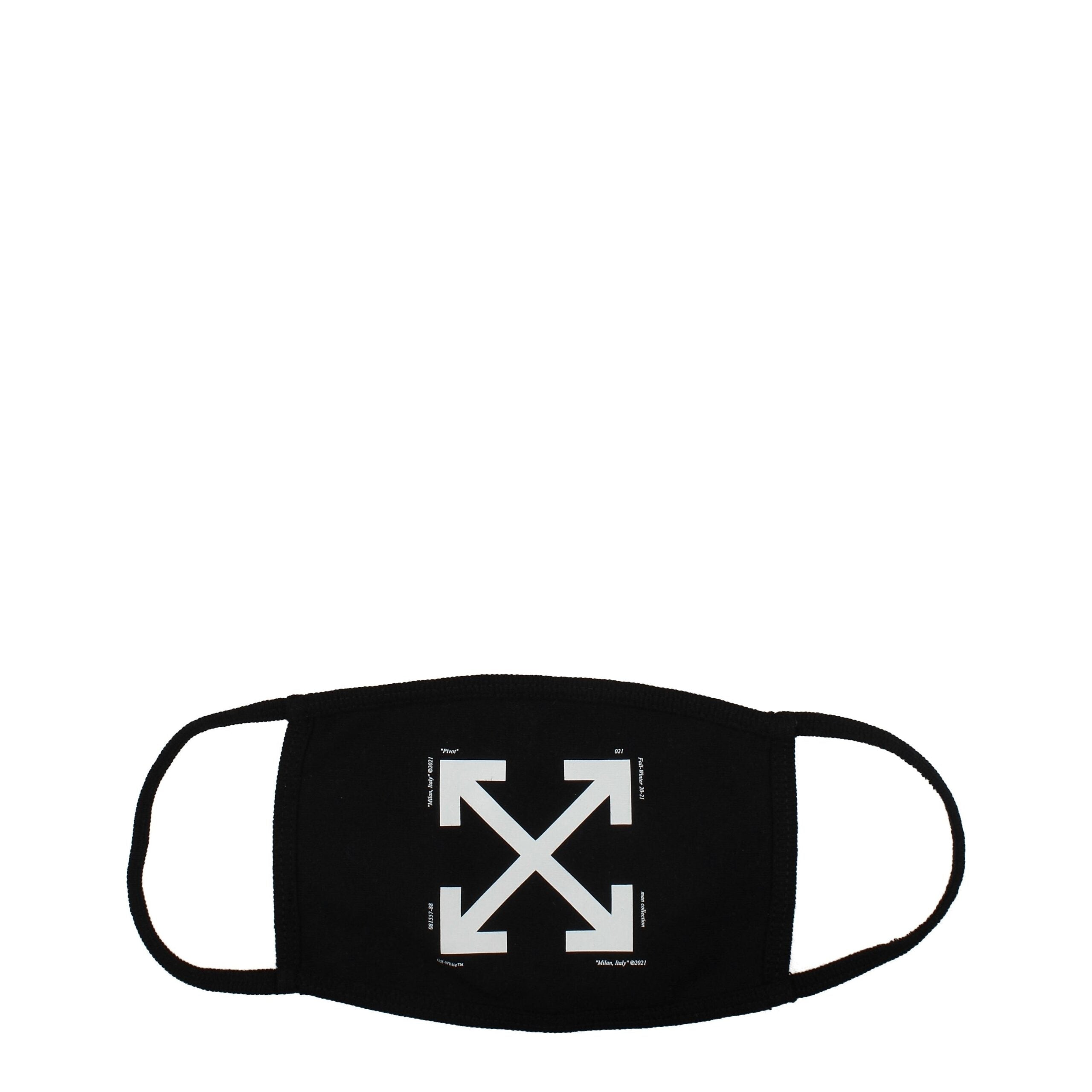 Schwarze Baumwoll-Gesichtsmaske mit Logo vorne von Off-White